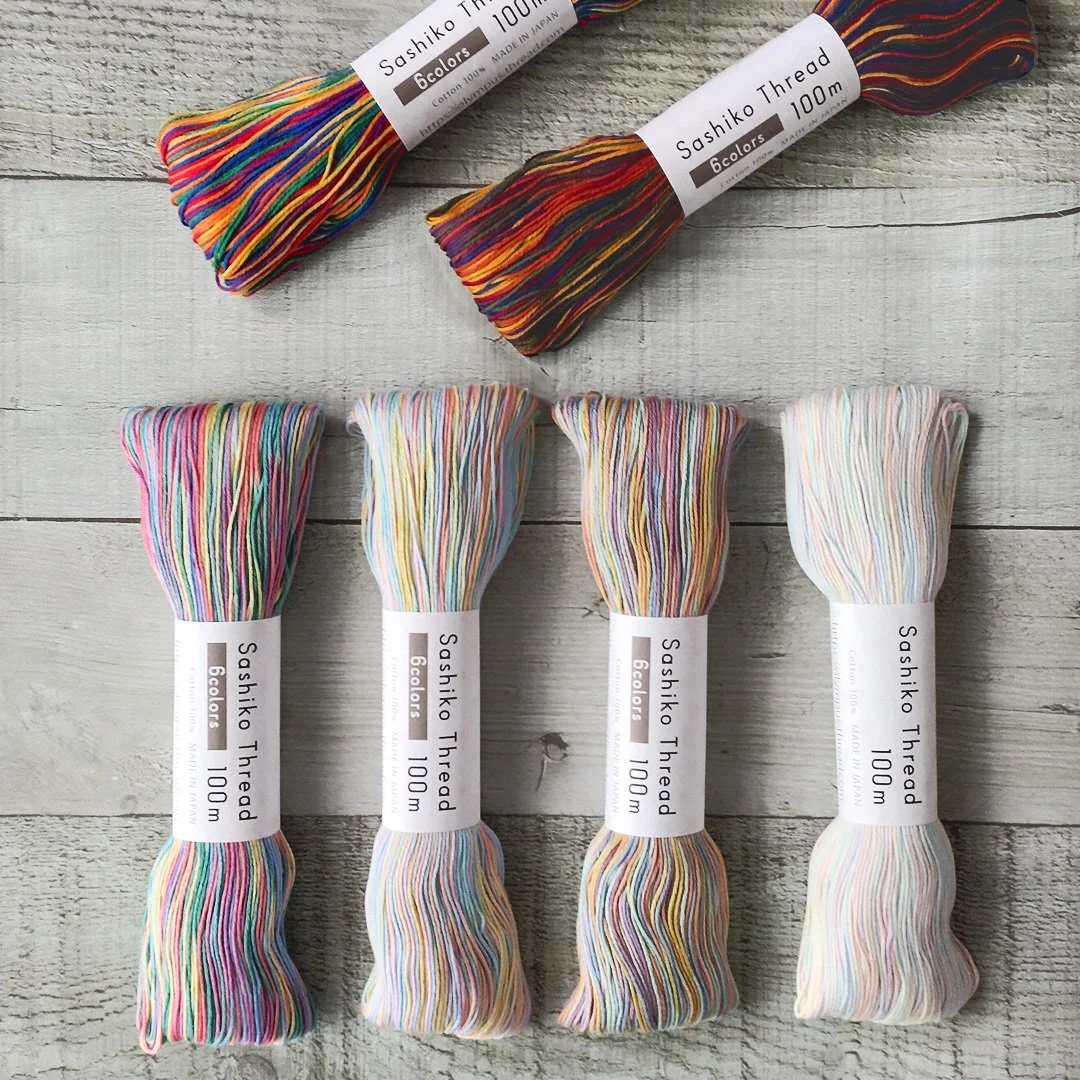 Olympus 100m Sashiko Thread 6 Strands| Rainbow Variegated