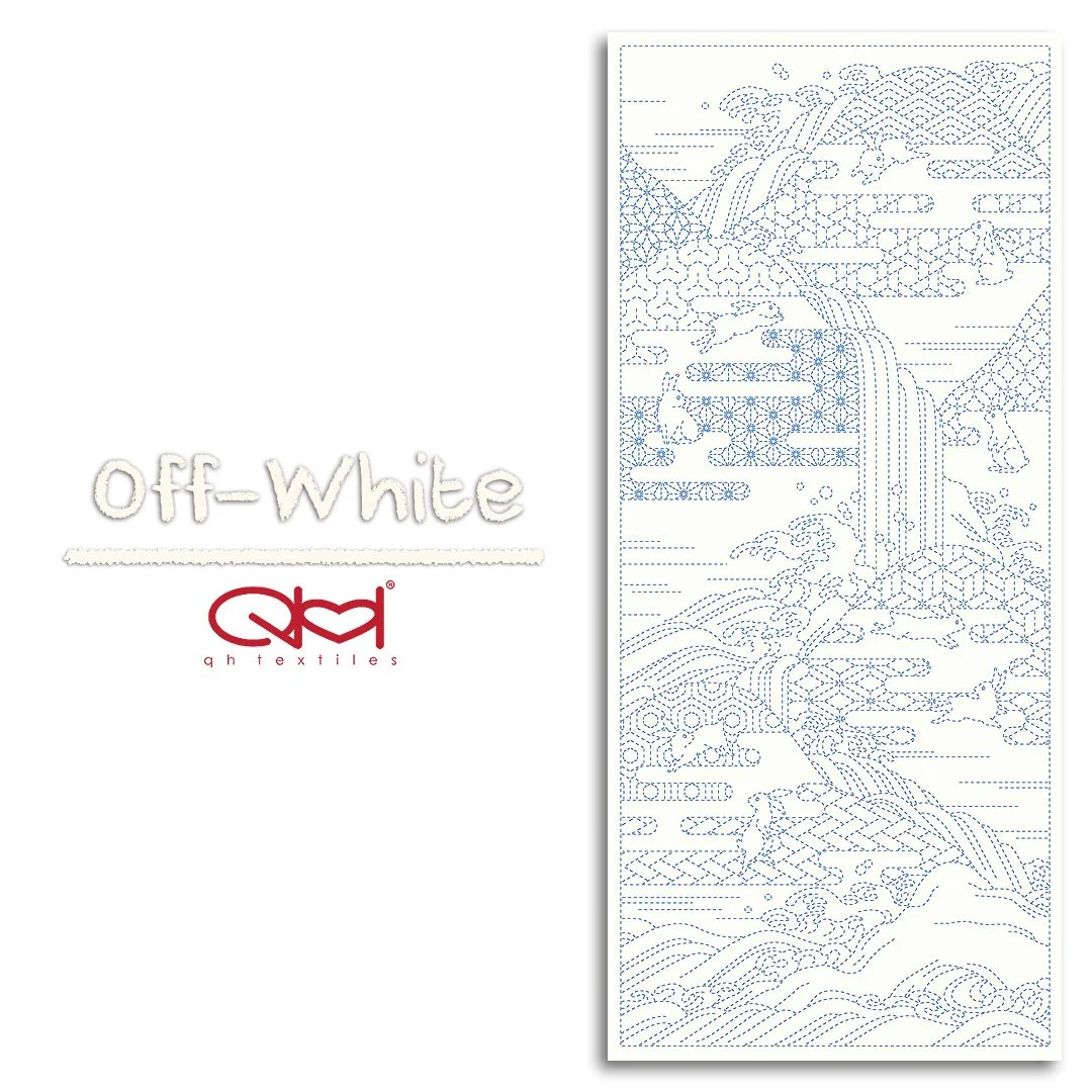 KF1128-16CGG Off-White.jpgWagara Sashiko Panel, Furusato - Hometown , Preprinted Cotton 100%. Designed by QH Textiles.