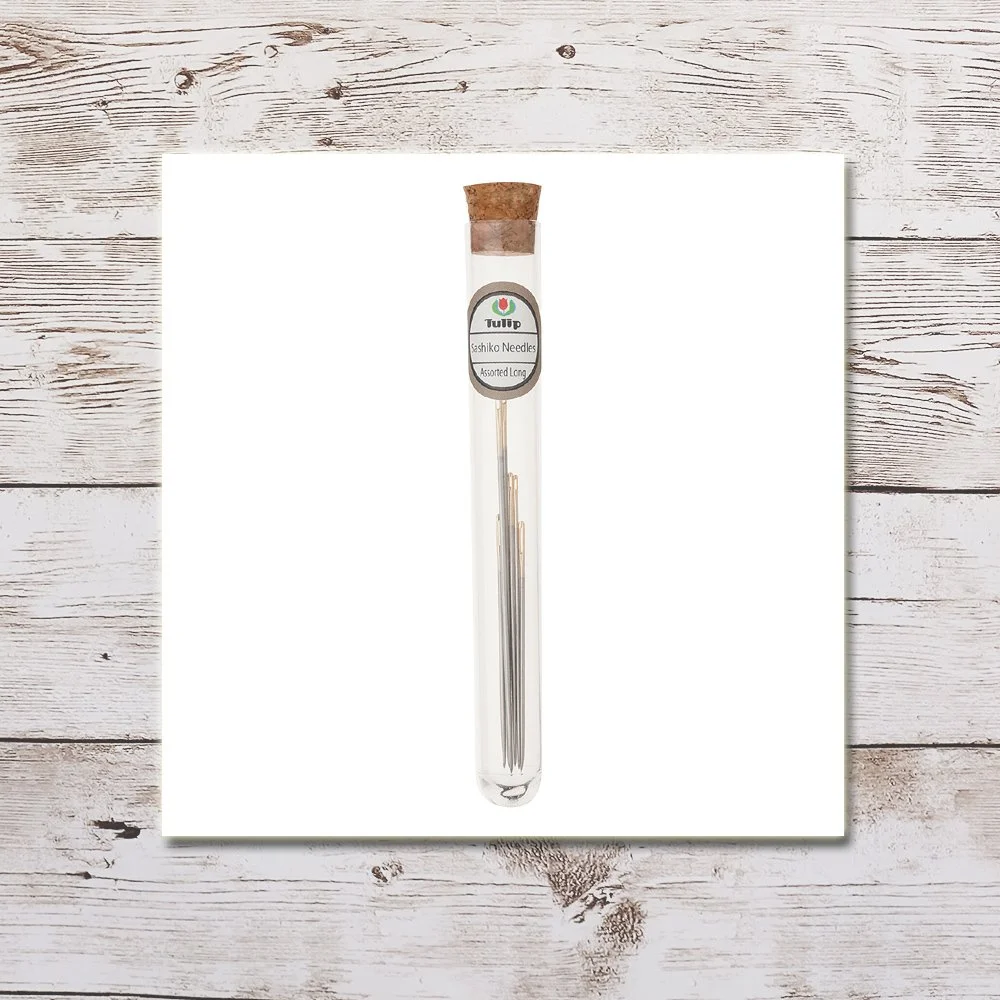 Tulip Sashiko Needles feature a big eye, strong body, and sharp point. These premium Japanese embroidery needles are made in Hiroshima, Japan. Enjoy hours of stitching with reduced fatigue!