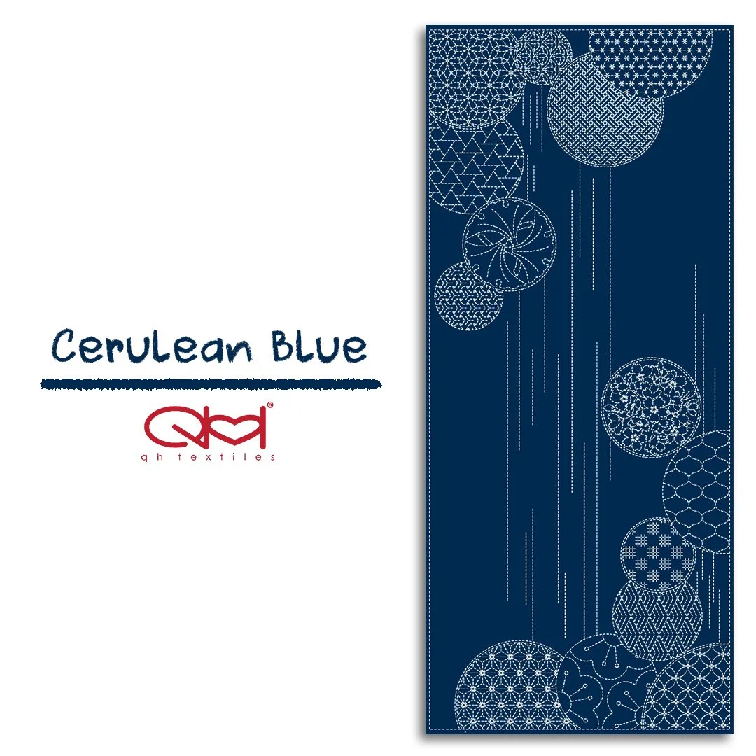 KF1125-13C Wagara Sashiko Panel - Waterfall, Preprinted Cotton 100%, designed by QH Textiles.