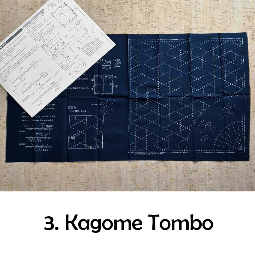 Daruma Sashiko Pre-printed Fabric Wash-Away Kagome Tombo
