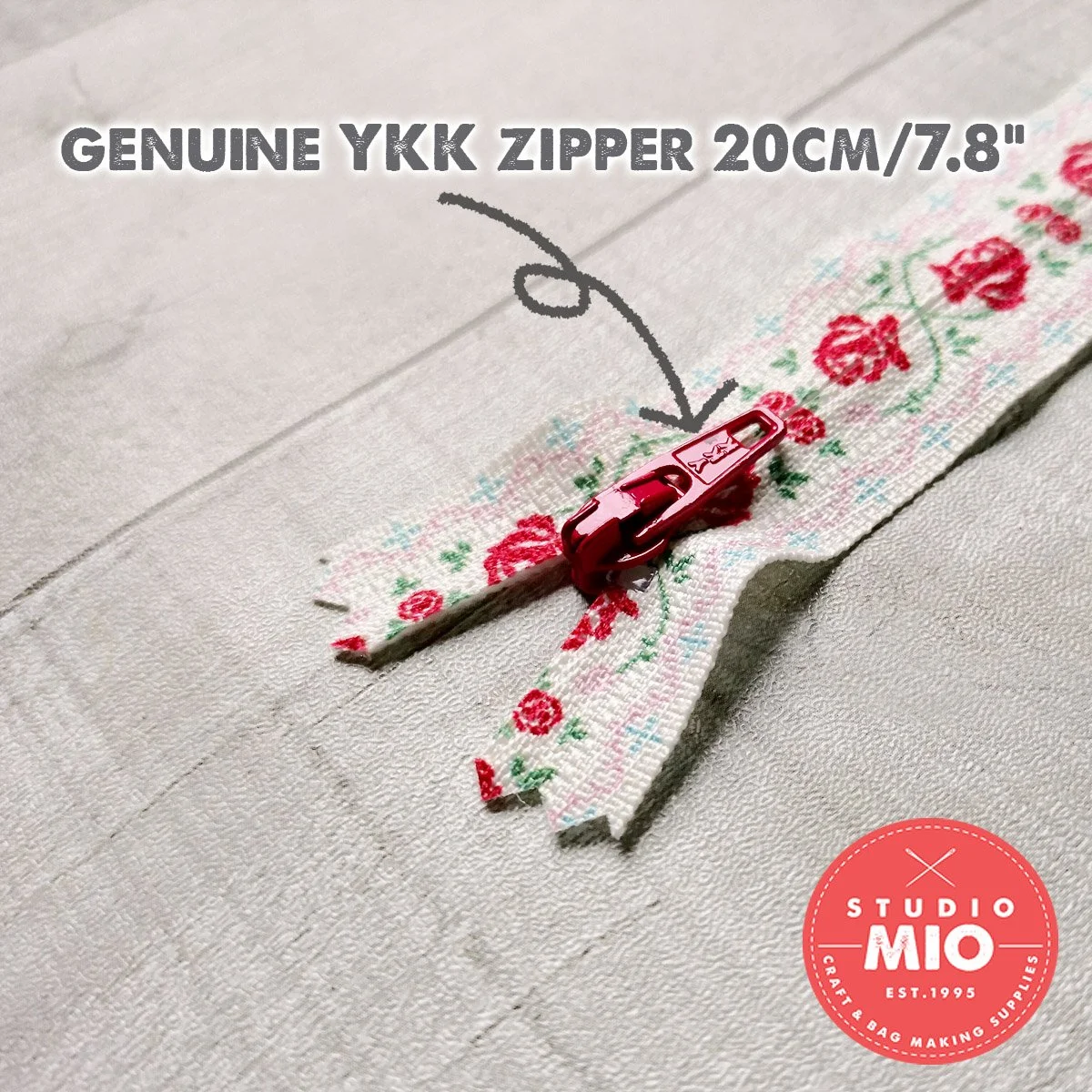 Genuine YKK Printed Zipper 20cm, Closed-end zipper, dotty and floral designs