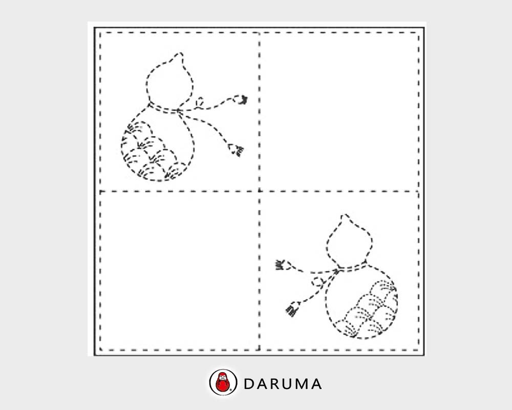 Daruma Sashiko Pre-printed Fabric Sashiko Sampler Wash-Away Gourd