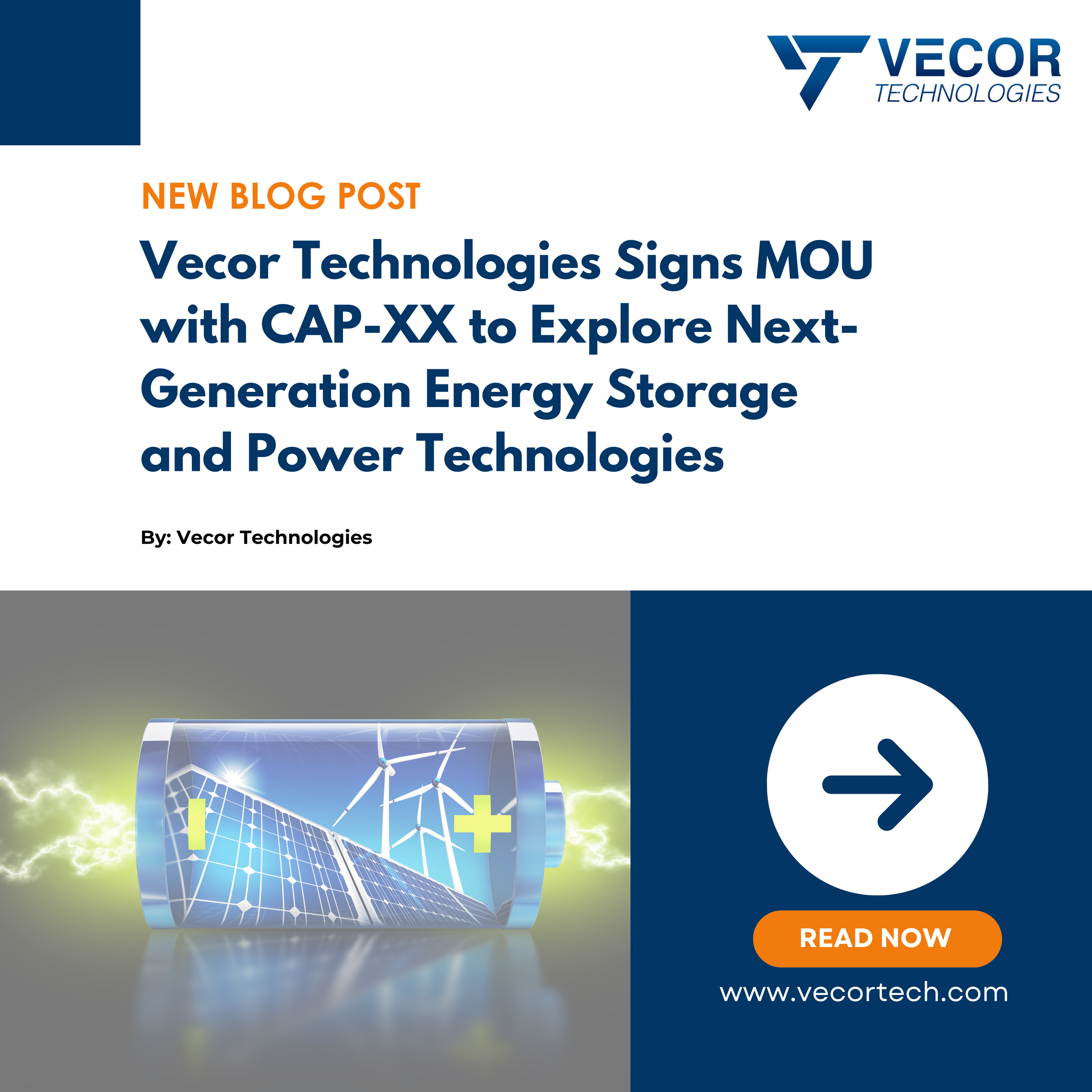 Vecor Signs MOU with CAP-XX to Explore Advanced Energy Storage Technologies