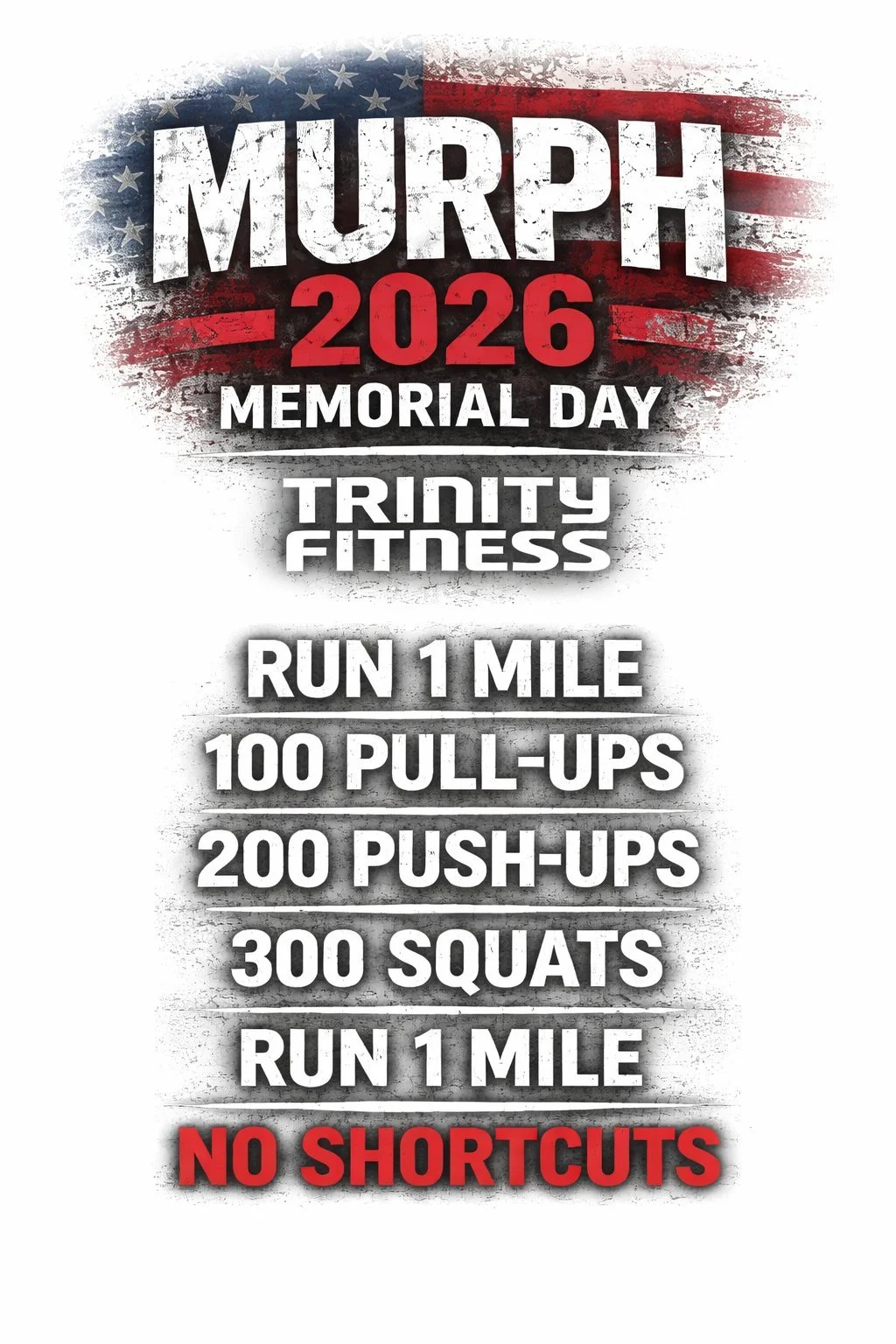 Monday we do MURPH! Join us for a 7am battle. Members register for class! Any visitors please arrive 15 minutes early to sign your waiver before class. 
This is one of our favorite classes all year!