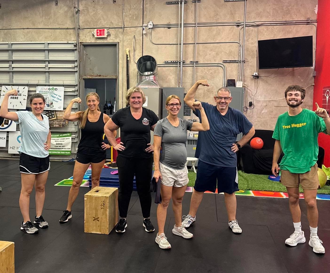 This mornings 5 AM warriors, battled Ruston, kettlebell swings, jumping Bulgarian, split squats, core work, front squats, box jumps, and ERG Work while being reminded to love one another not hate ￼￼