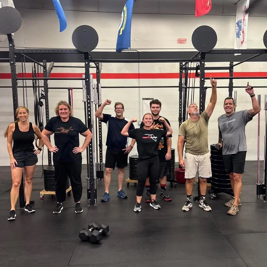 This mornings 5am warriors battled through A squat Clean and Jerk test out, pull ups, Dumbbell front squats, and double unders  while being reminded that Sin Hurts.