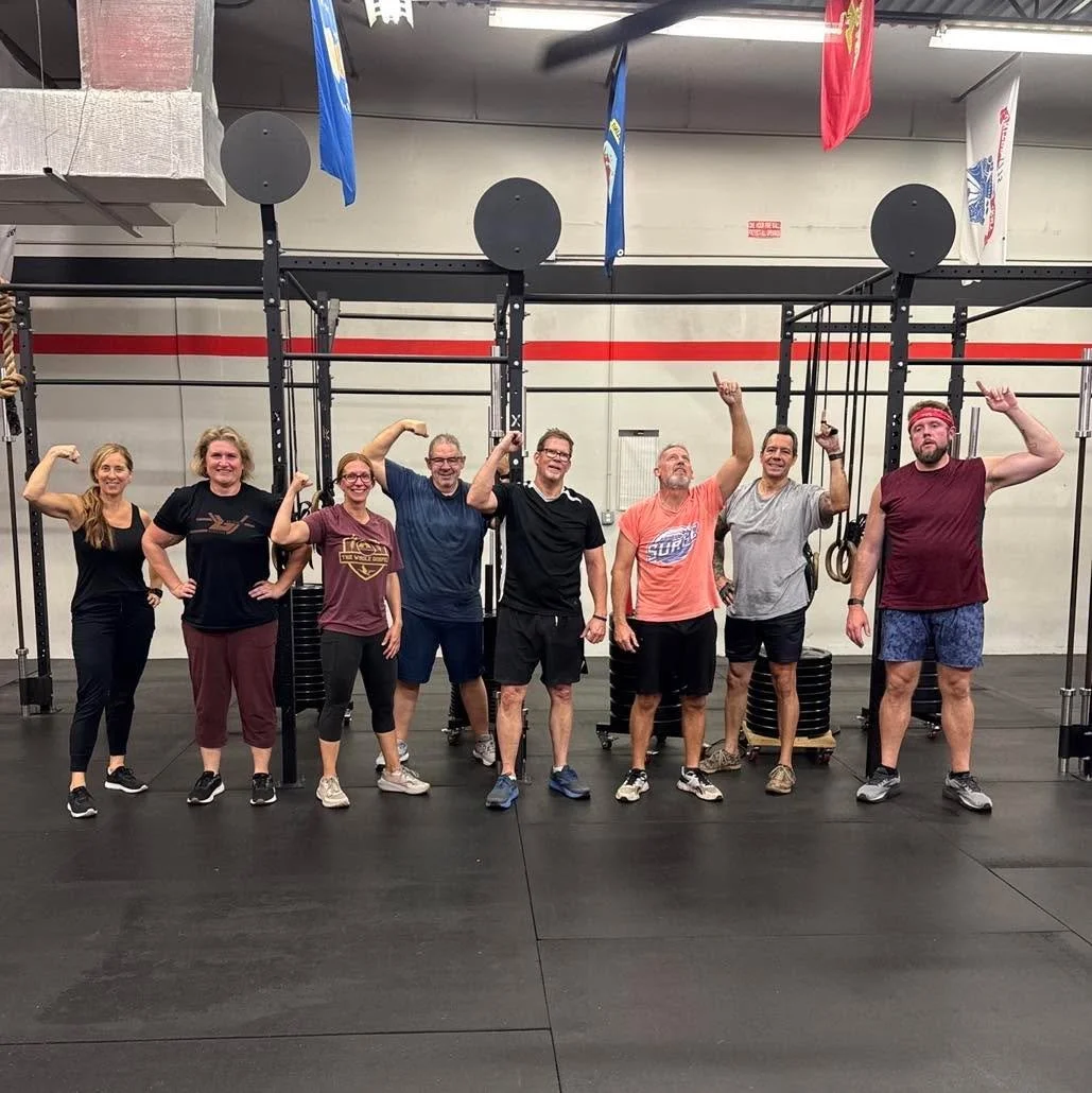 This mornings 5 AM warriors battled through back squats, wall balls, SDHP, toes to bar, and rowing while being reminded to consider the Battle within when making decisions.  PS. Missing Kelly , Haley, and Owen from the Pic!