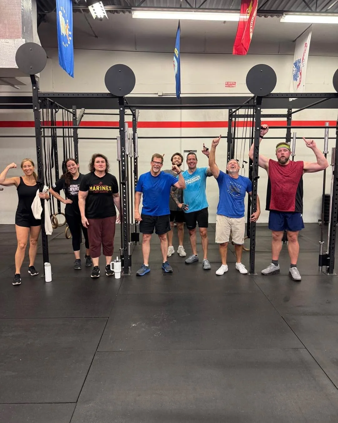 This mornings 5am warriors battled through the Split Jerk strength movement, biking, core work, ring push ups, and weighted box step ups while being reminded to remember God for what he has done.