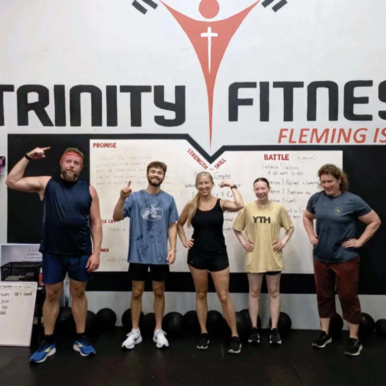 Friday 5am warriors battled through power cleans and  a hard arm burning tabata while being reminded to PRAY and OBEY