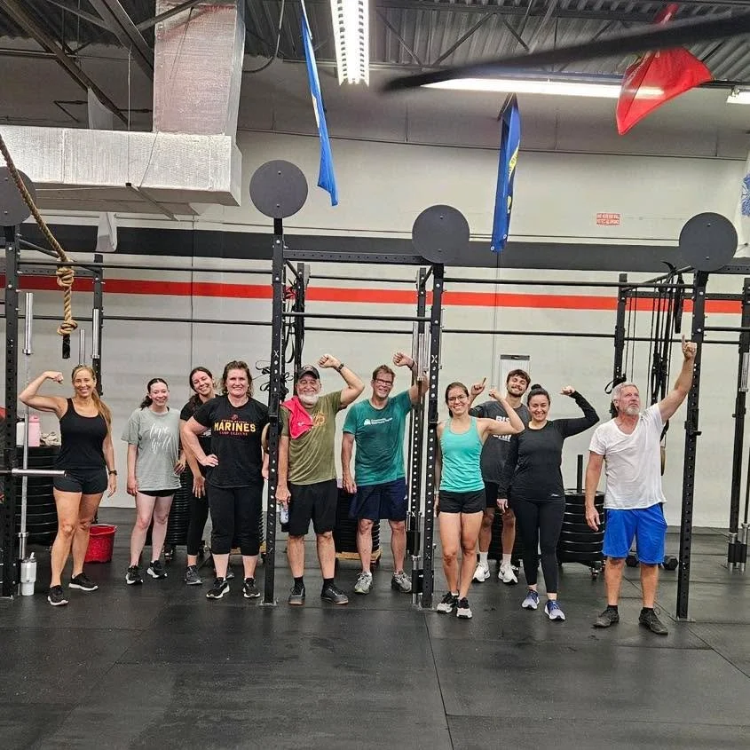 Today's 5:00am warriors battled through front/back squats, dumbbell push press, ground to overhead, rowing and assault bike while being reminded to Put on the Full Armor of God. Ephesians 6:10-18