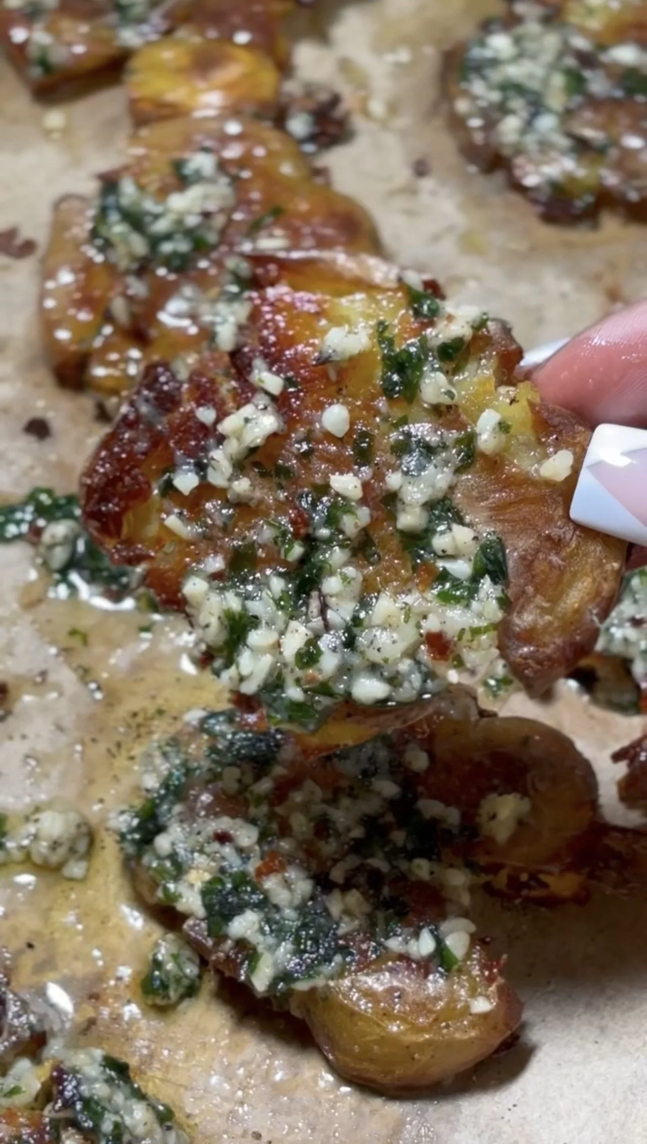 Garlic Parm Smashed Potatoes — Pretty Brown Vegan