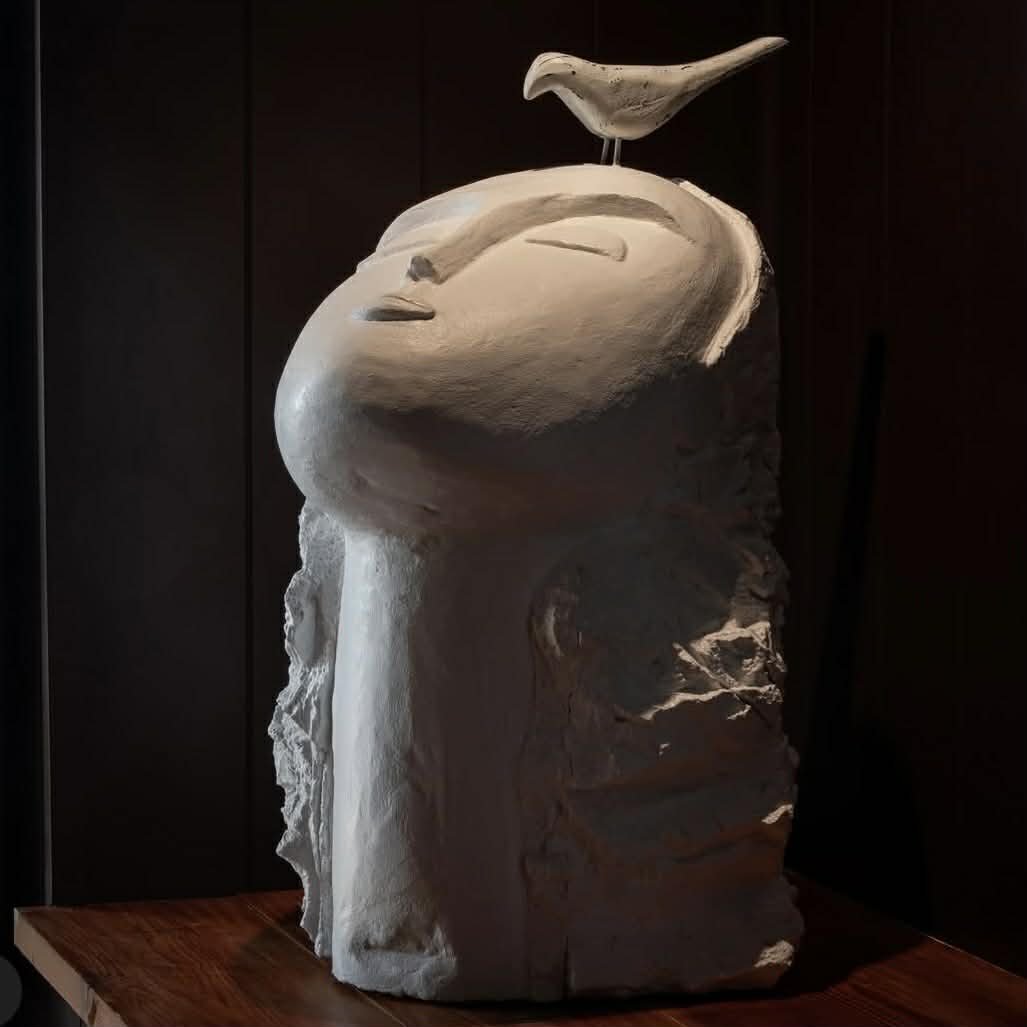 Jason Pevreall Art Bird and Face Sculpture