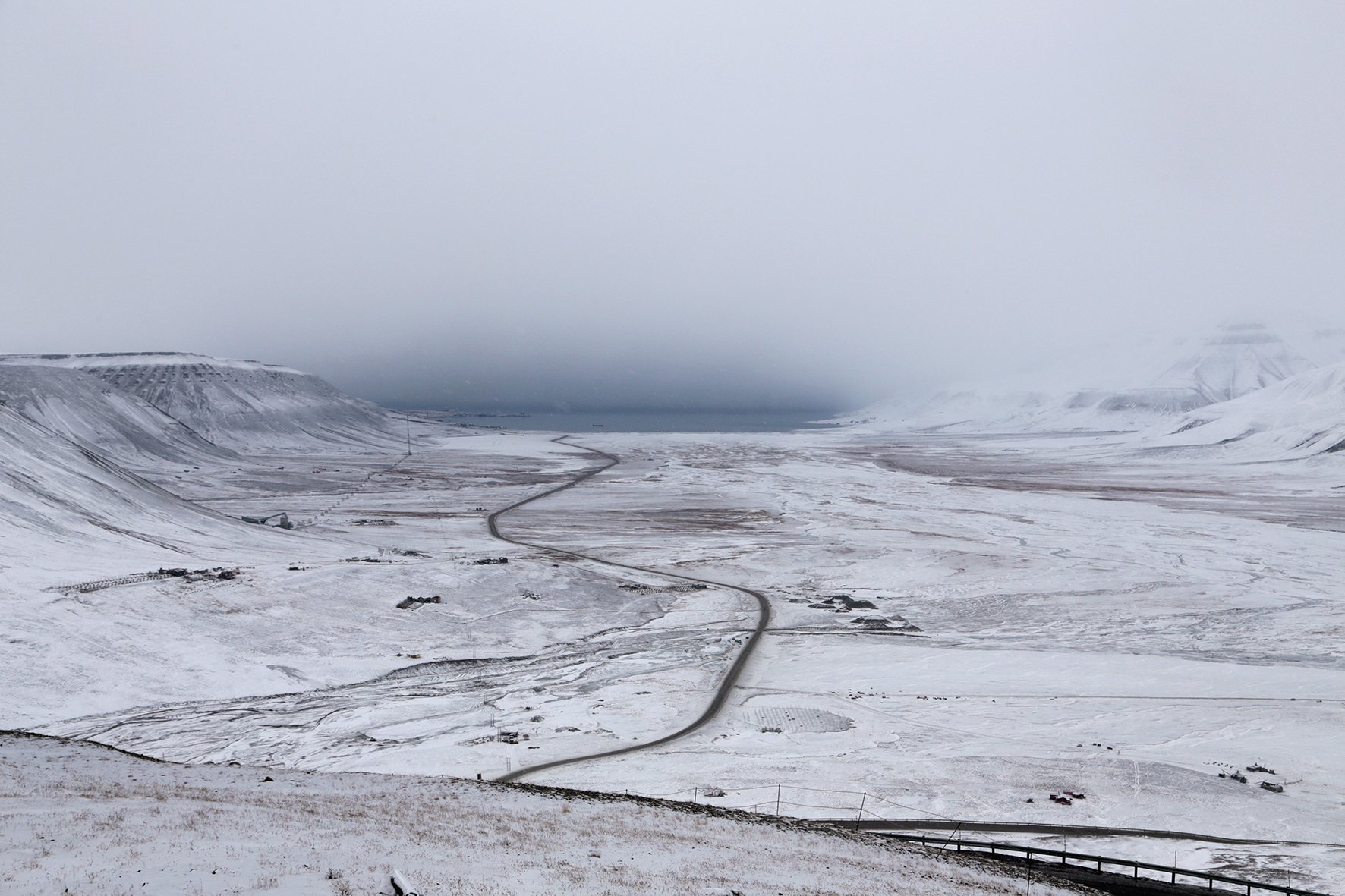 Adventdalen in a snowstorm