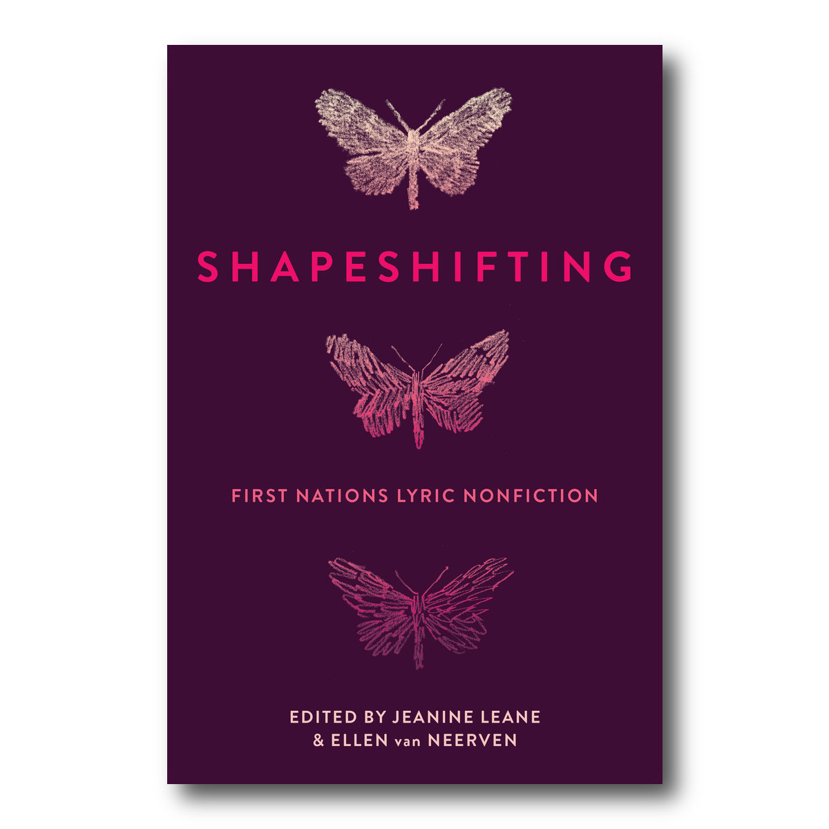 Image shows a book cover in dark purple with three butterfly images arranged vertically.  The butterfly on top is lightest in colour and the butterfly at the bottom is darkest in colour.