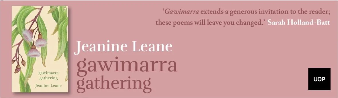 image shows a book cover with a spray of eucalyptus containing leaves, gumnuts and flowers. The book title and author sit alongside the eucalyptus spray in a large font