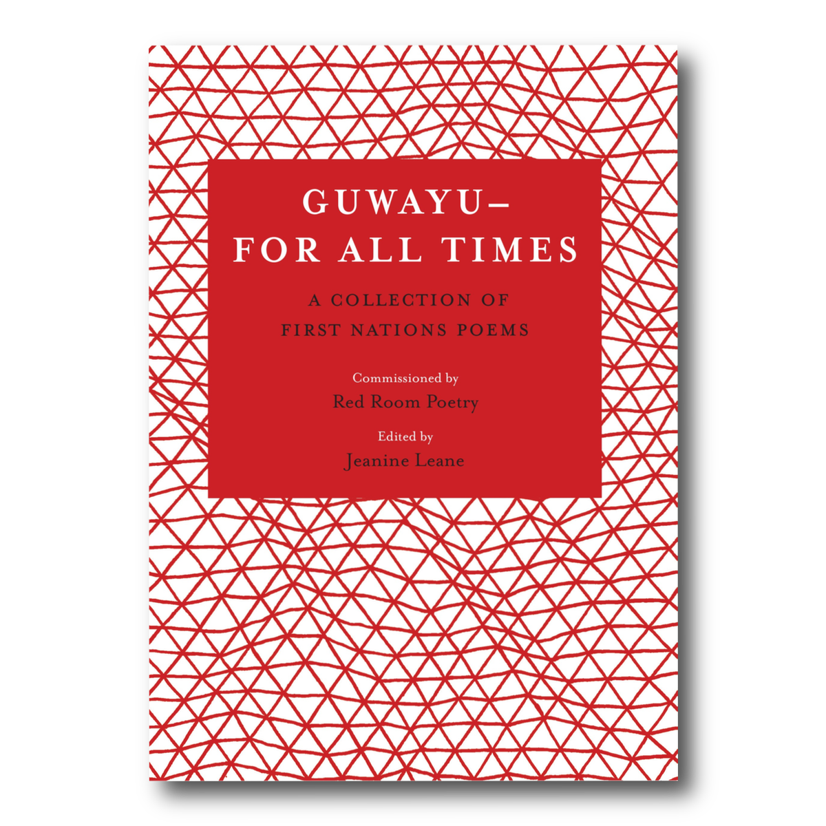 Image shows a book cover with a bold red box bearing title and author details. Box sits on top of a diagonally-oriented cross-hatching. This cross-hatching is arranged unevenly to represent wave-like movement.