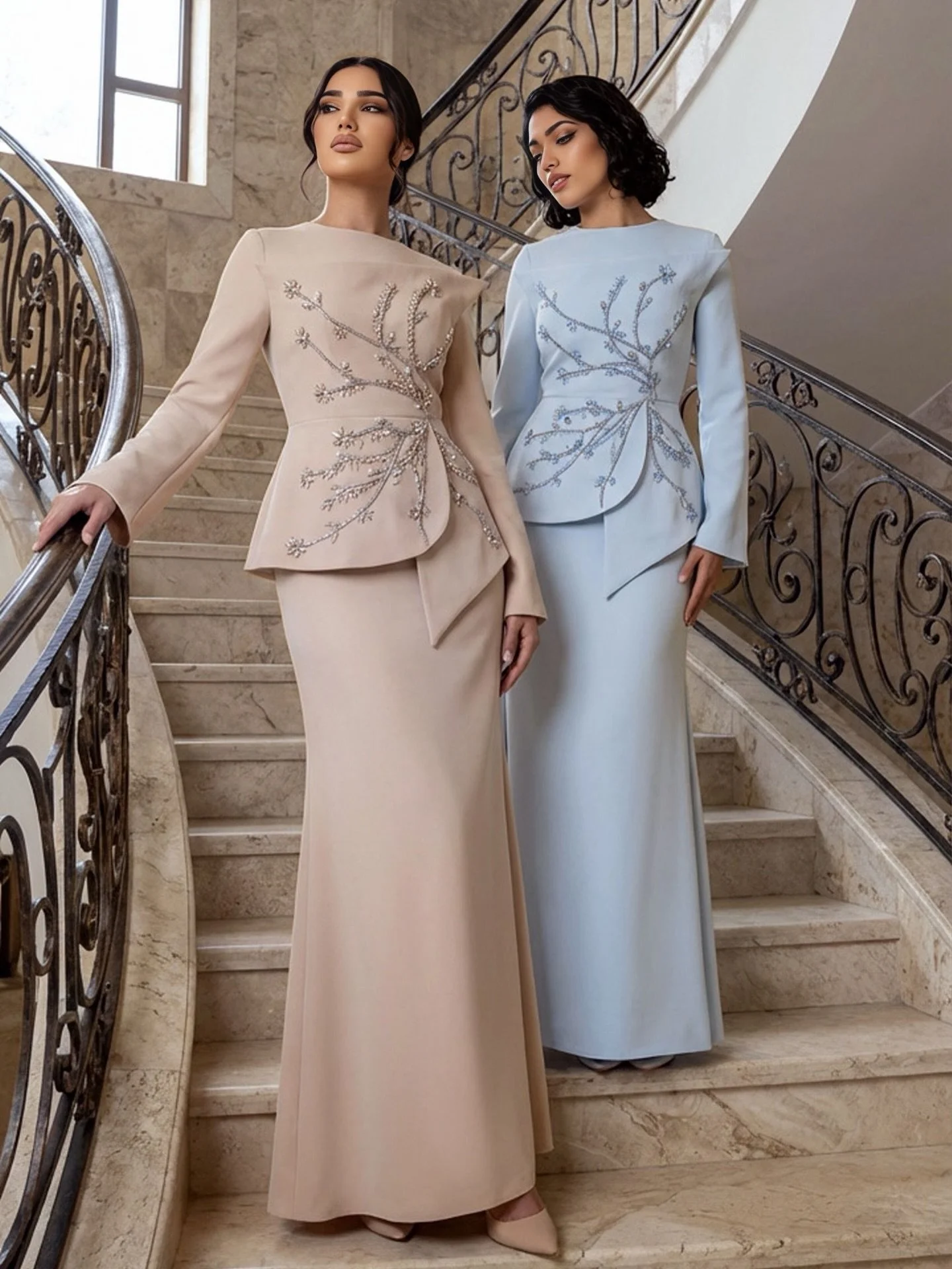 Make an entrance in BRISA. 🕊️

There&rsquo;s power in the details. From the structured asymmetrical peplum to the delicate floral beadwork,  Brisa is crafted for your most memorable moments.

The Palette: Ethereal Sky Blue &amp; Timeless Sand Beige.