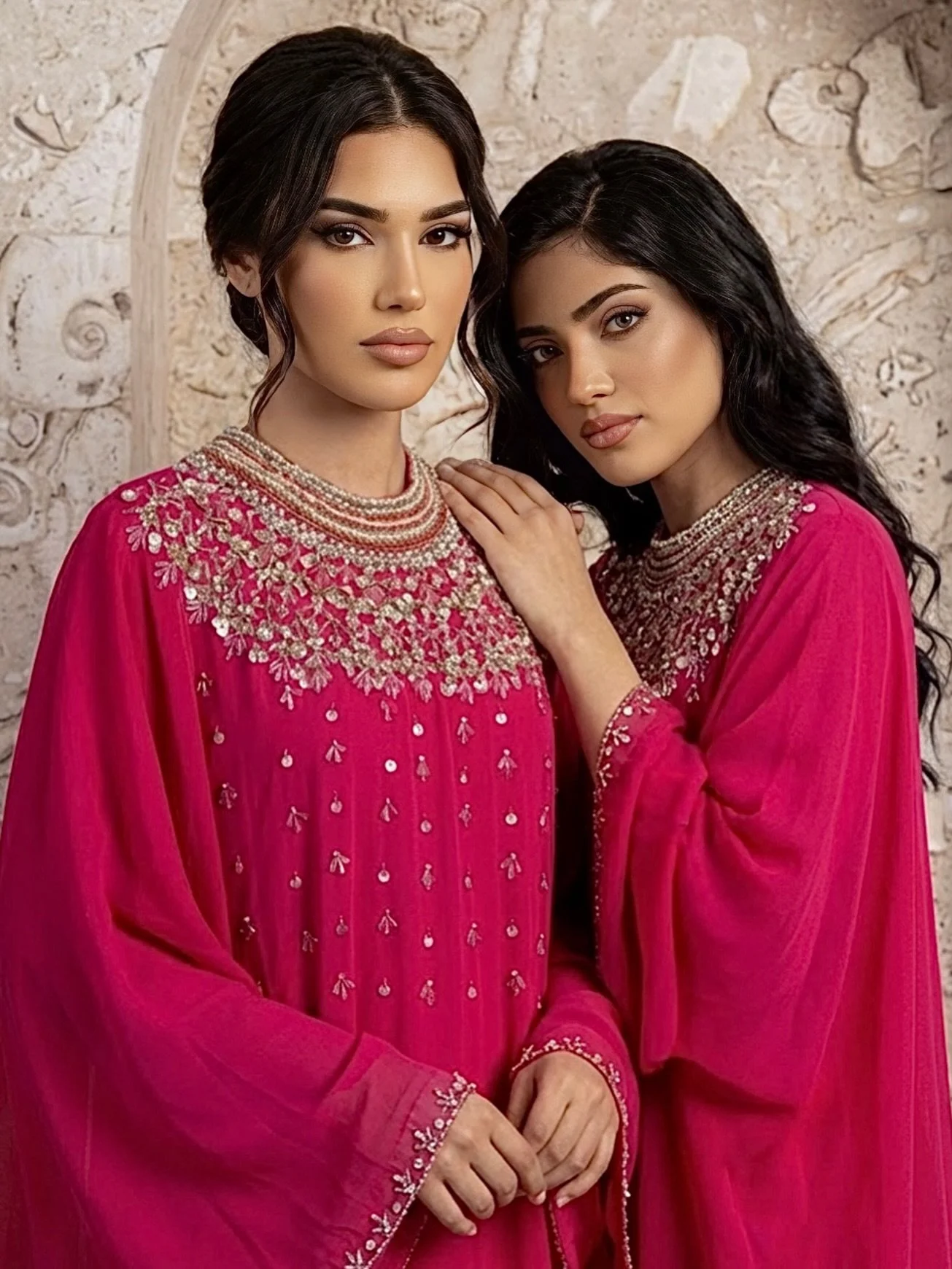 Whether you&rsquo;re hosting a dinner or visiting loved ones, this piece offers a perfect blend of tradition and modern silhouette.

Product Details:

Design: Intricately embellished neckline with silver and gold-tone beadwork.

Fabric: Lightweight, 