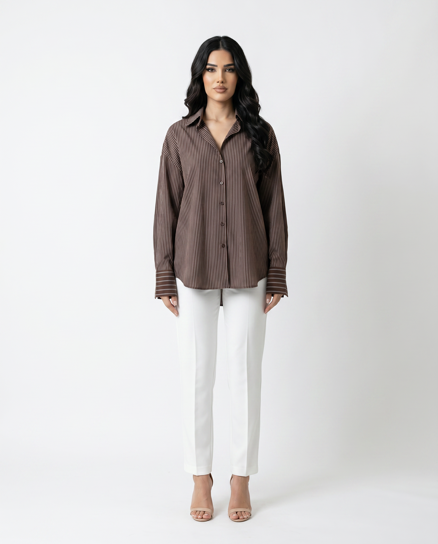 Amalfi Striped Oversized Shirt (Brown)