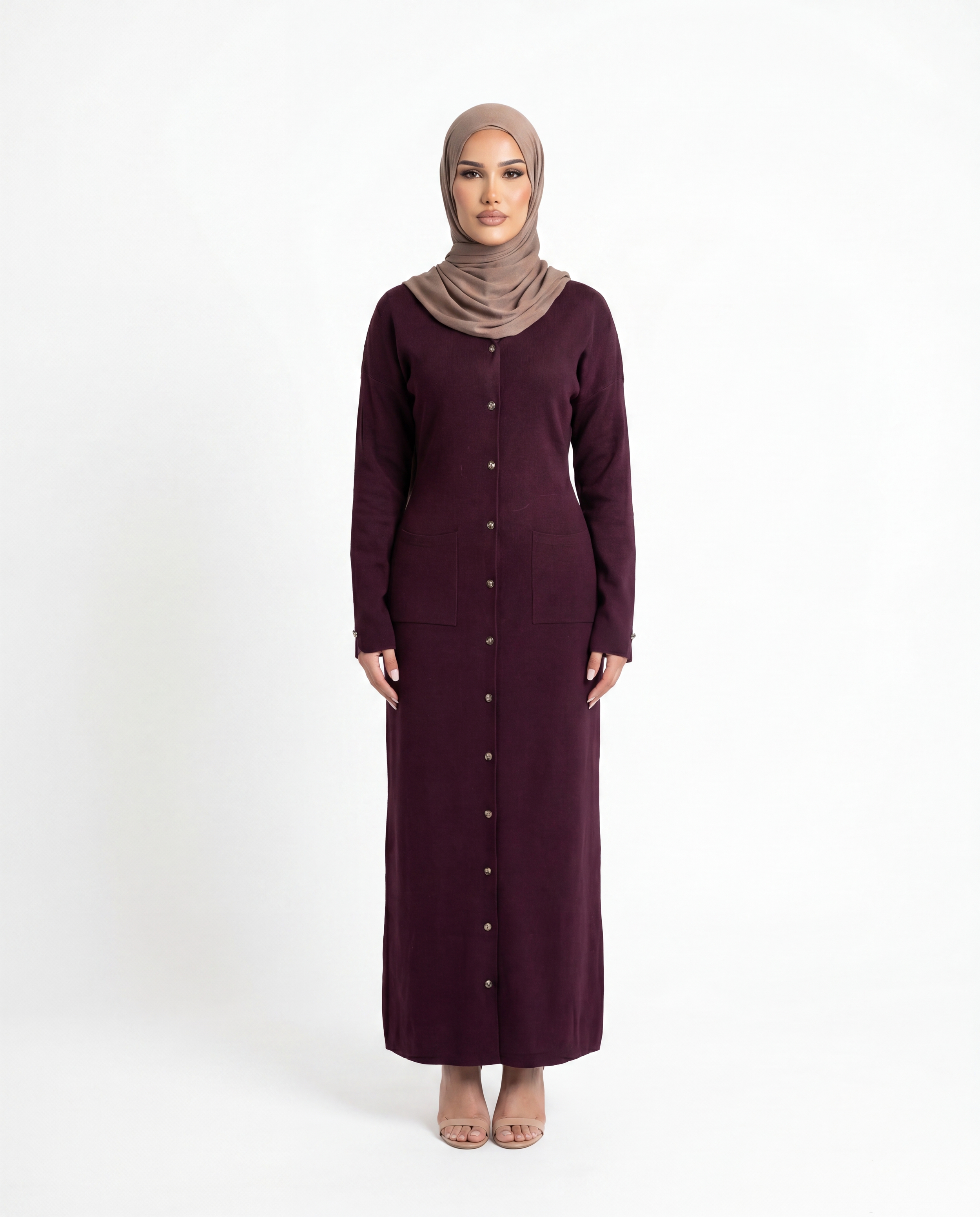Mara Knitted Maxi Cardigan – Deep Plum