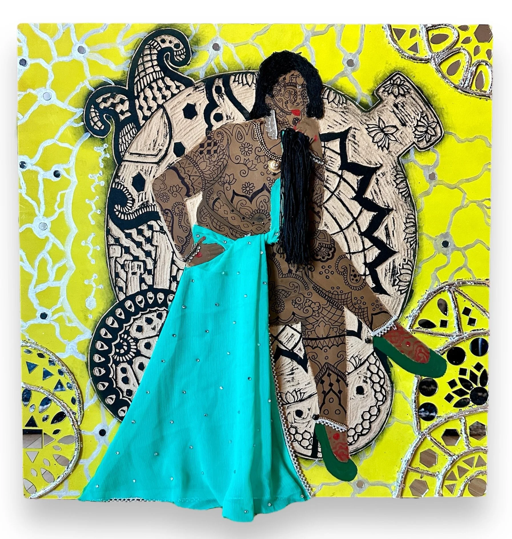 She is Sassy,
Mixed Media on wood,
24" x 24",
2023