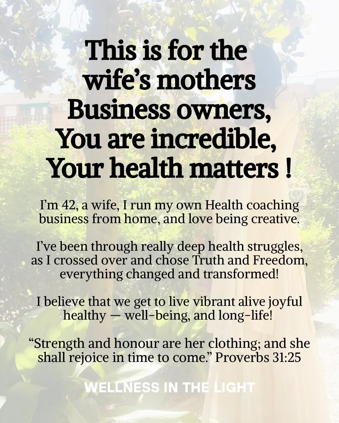 I&rsquo;m 42, a wife, I run my own Health coaching business from home, and love being creative.
I&rsquo;ve been through really deep health struggles, as I crossed over and chose Truth and Freedom, everything changed and transformed!
I believe that we