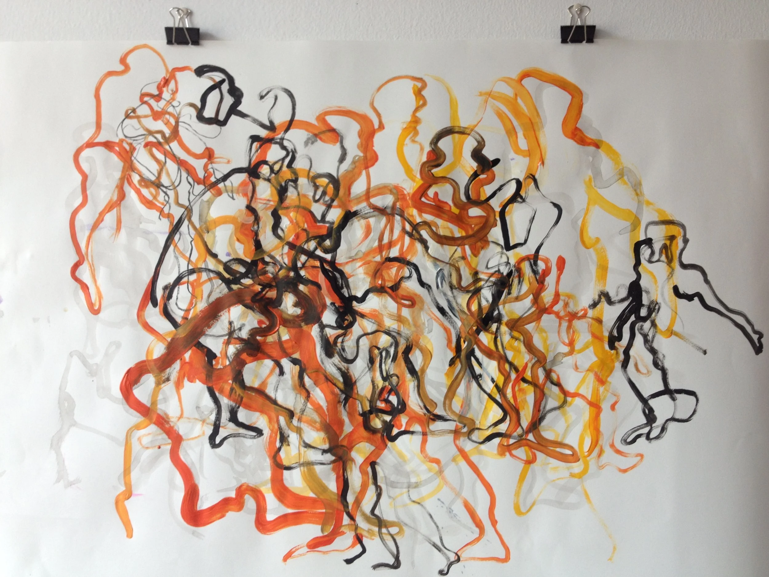 Figures (After Muybridge), 2018, Acrylic on paper, 50 x 70 cm