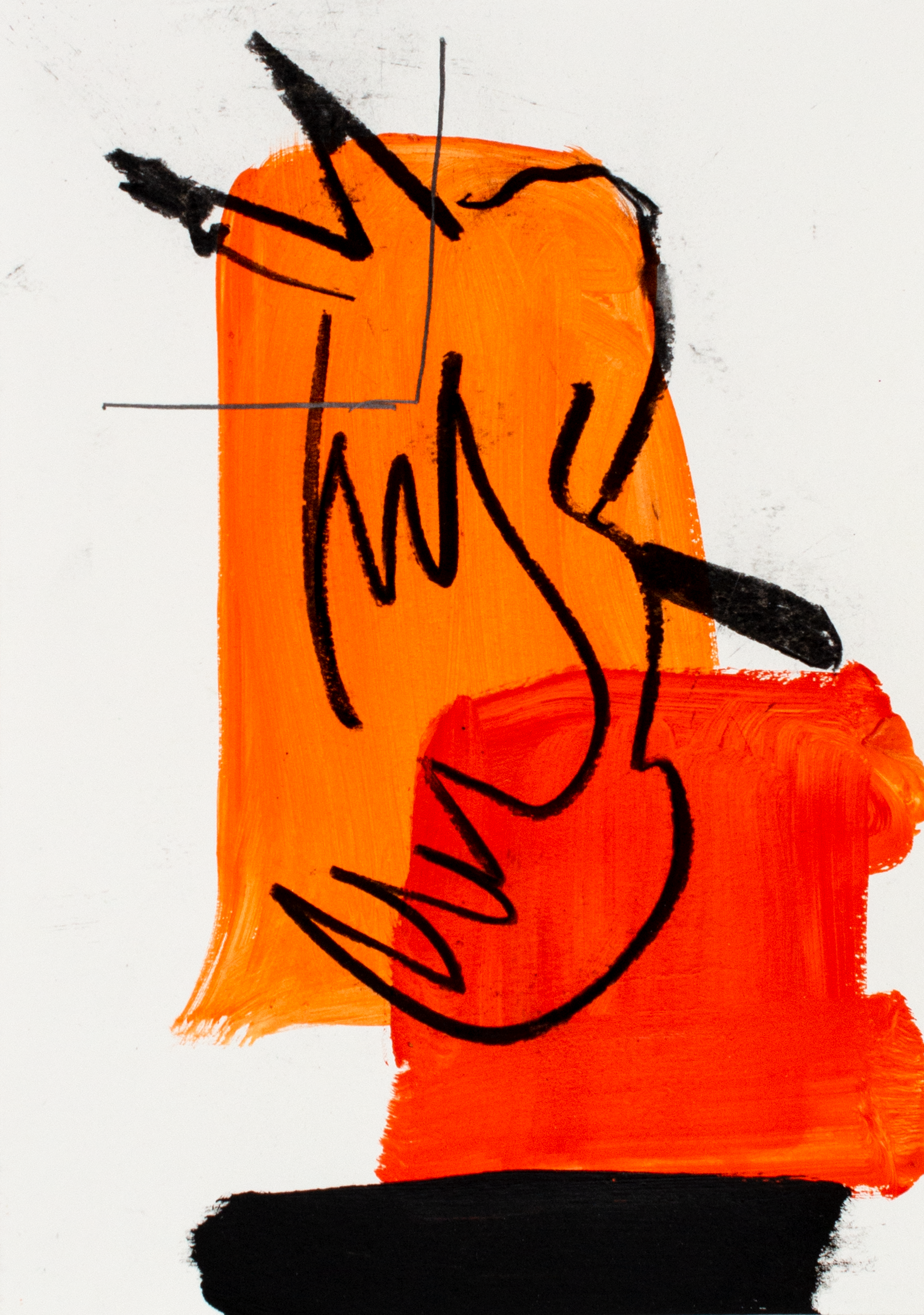 Orange Crab
2025
Acrylic, charcoal, pencil and oilstick on paper, 29.7 x 21 cm