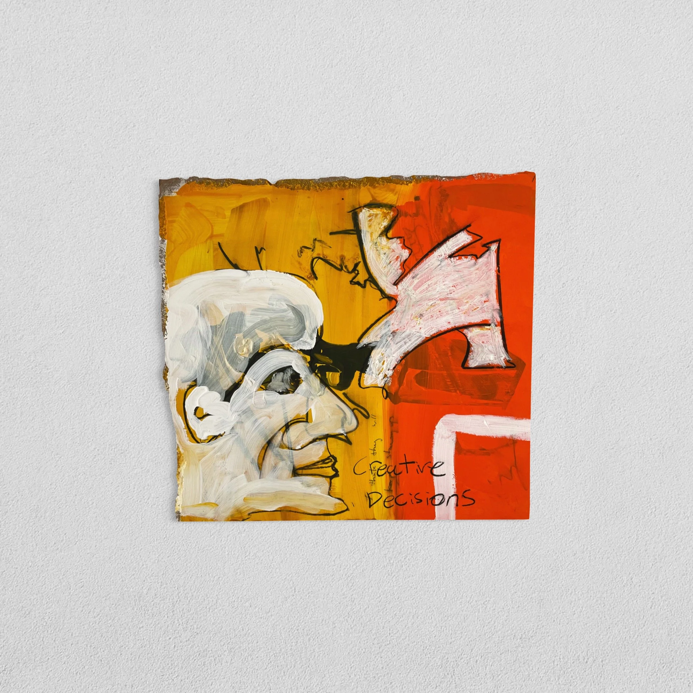 Creative Decisions, 2025, Acrylic, pencil, charcoal and oilstick on board, 51 x 53.5 cm