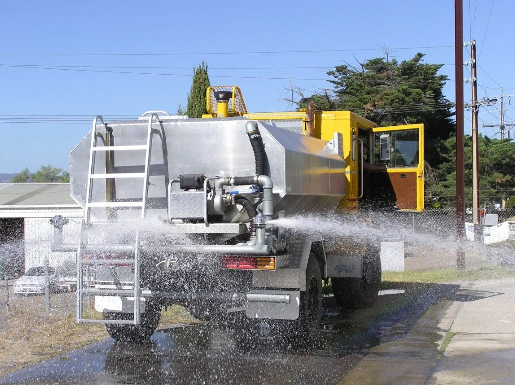 water truck spraying the road, custom alunminium