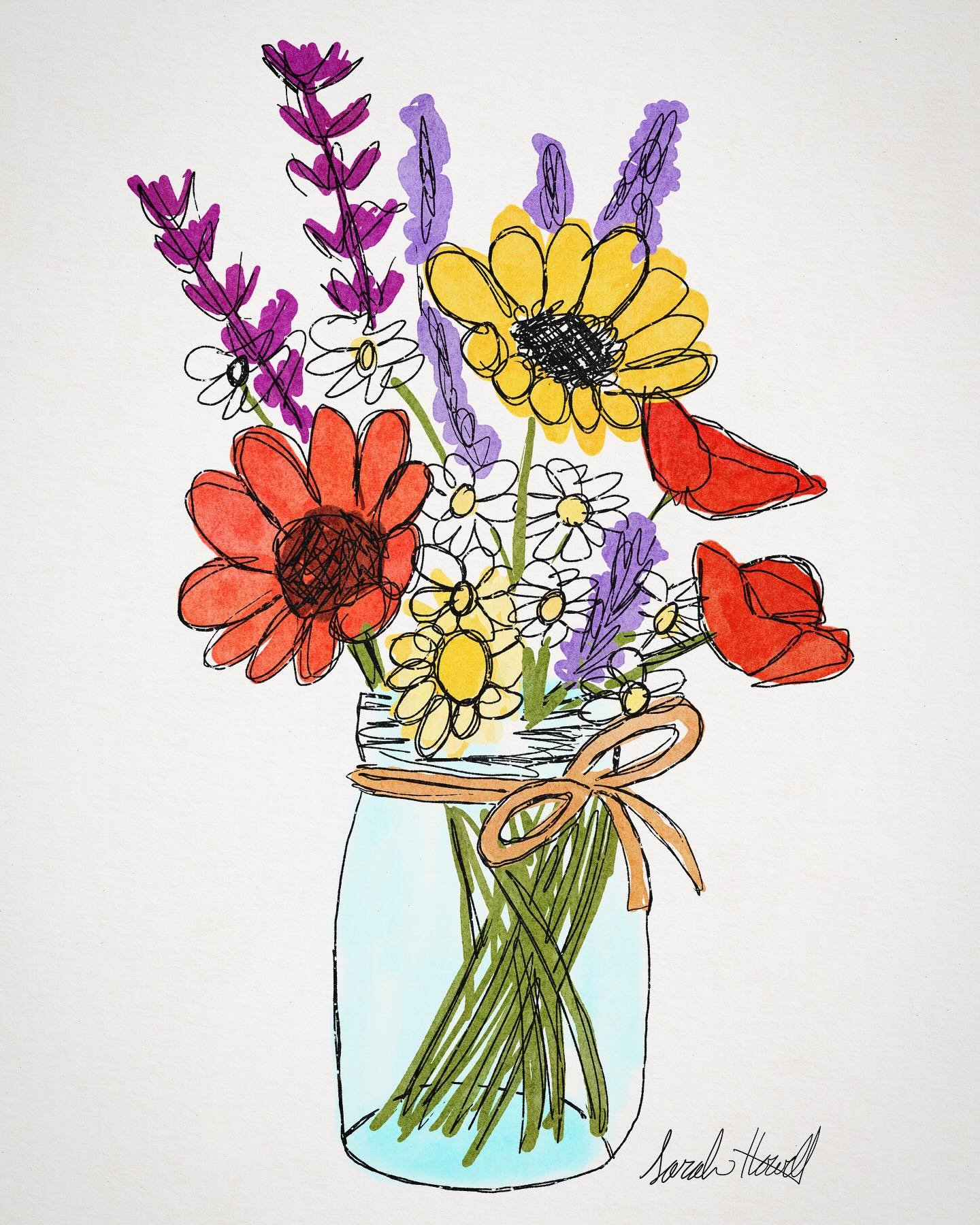 Loose summer florals, digital painting, 2025.