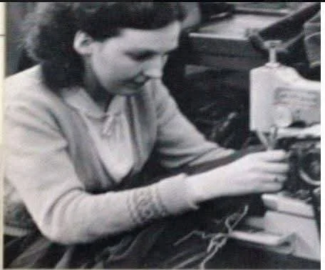 Clacking away on the sewing machine