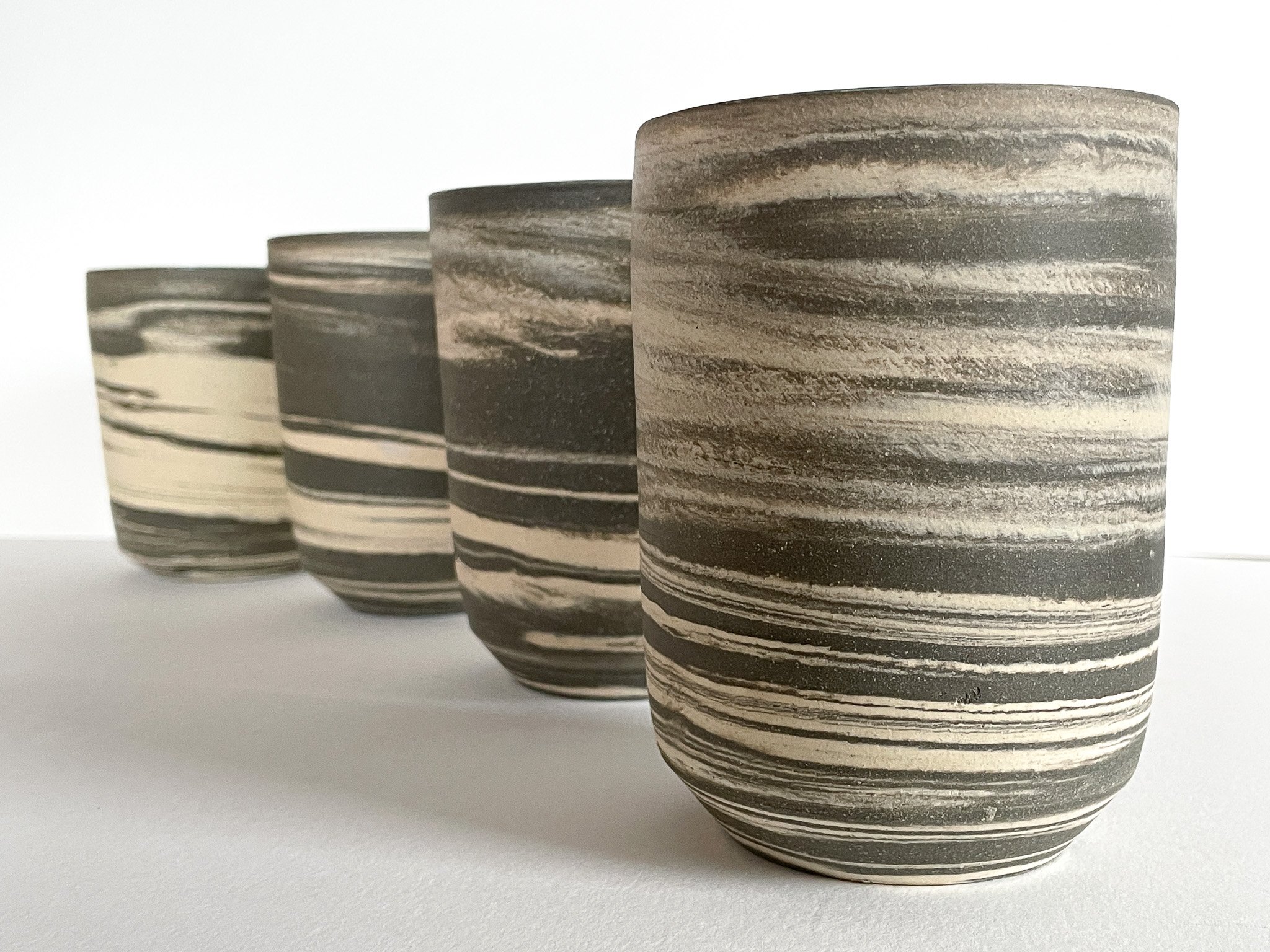 Nerikomi grey and white tumbler set, 2025