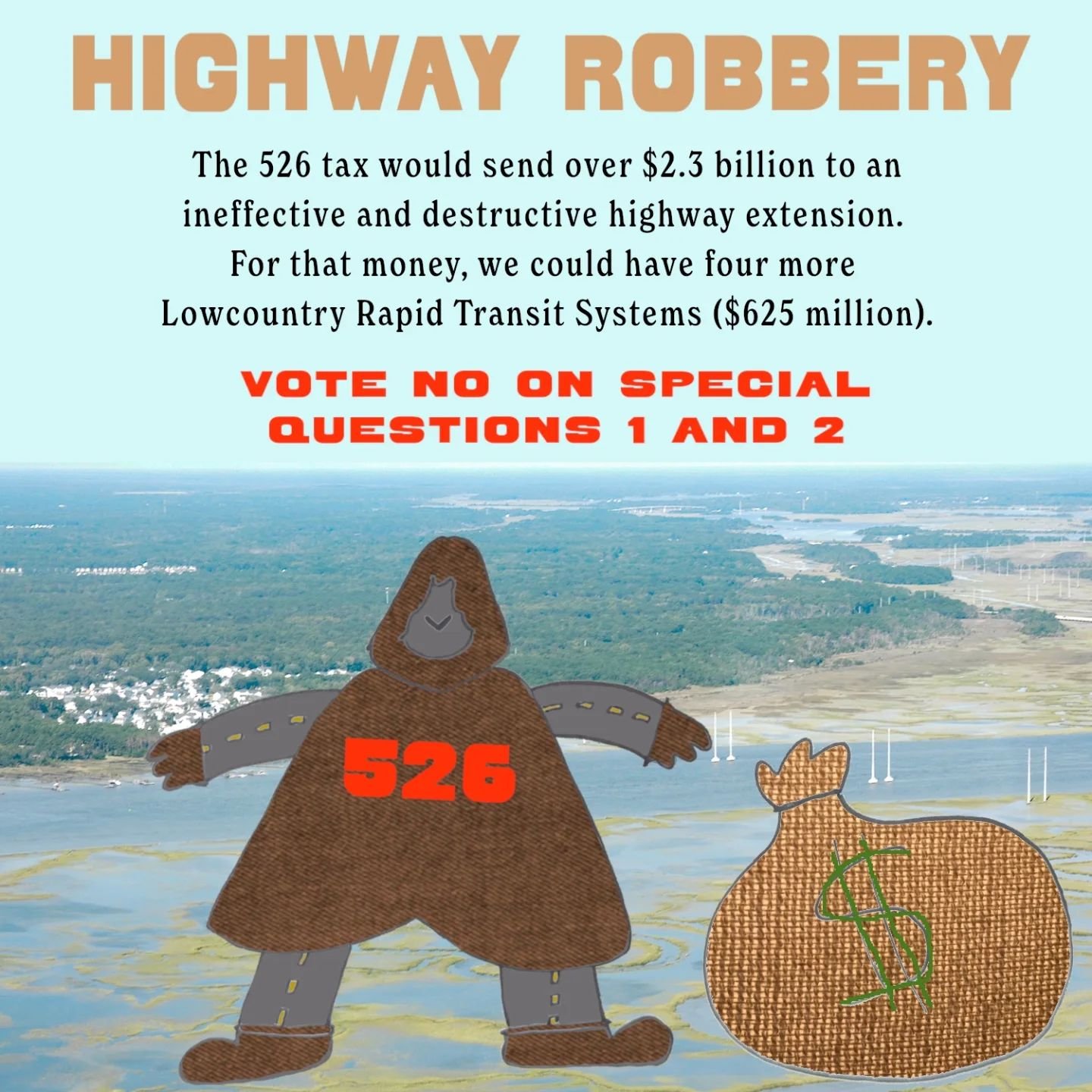 The opportunity cost of taking over $2.3 billion of transportation tax money and wasting it on 9.5 miles of interstate instead of new climate-friendly infrastructure would be massive. The Lowcountry Rapid Transit System, a high-speed bus system that 