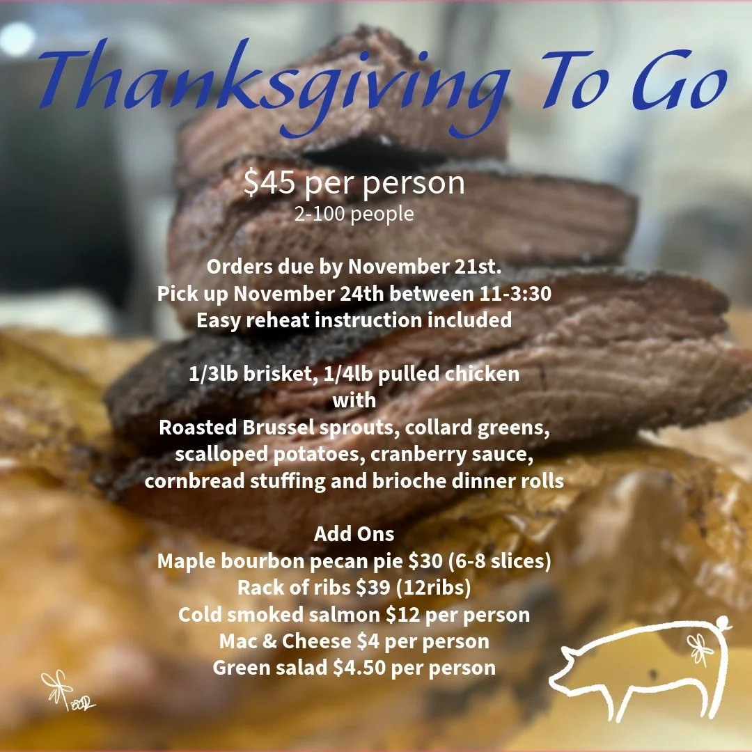 Thanksgiving is just around the corner, do you have your feast planned yet?

Let us take care of the cooking this year and order our Thanksgiving Dinner Package. We will be offering everything you see here to pick up in the shop on Monday, packaged f