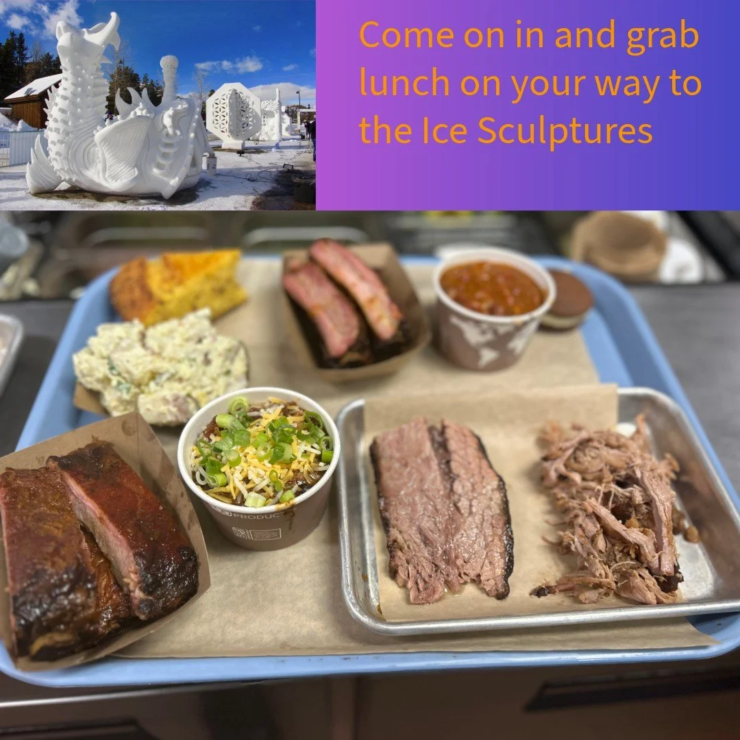 Stop in and grab lunch this weekend. We are located right next to Safeway at the first Frisco exit. @brecksnowsculpt 
#snowsculptures