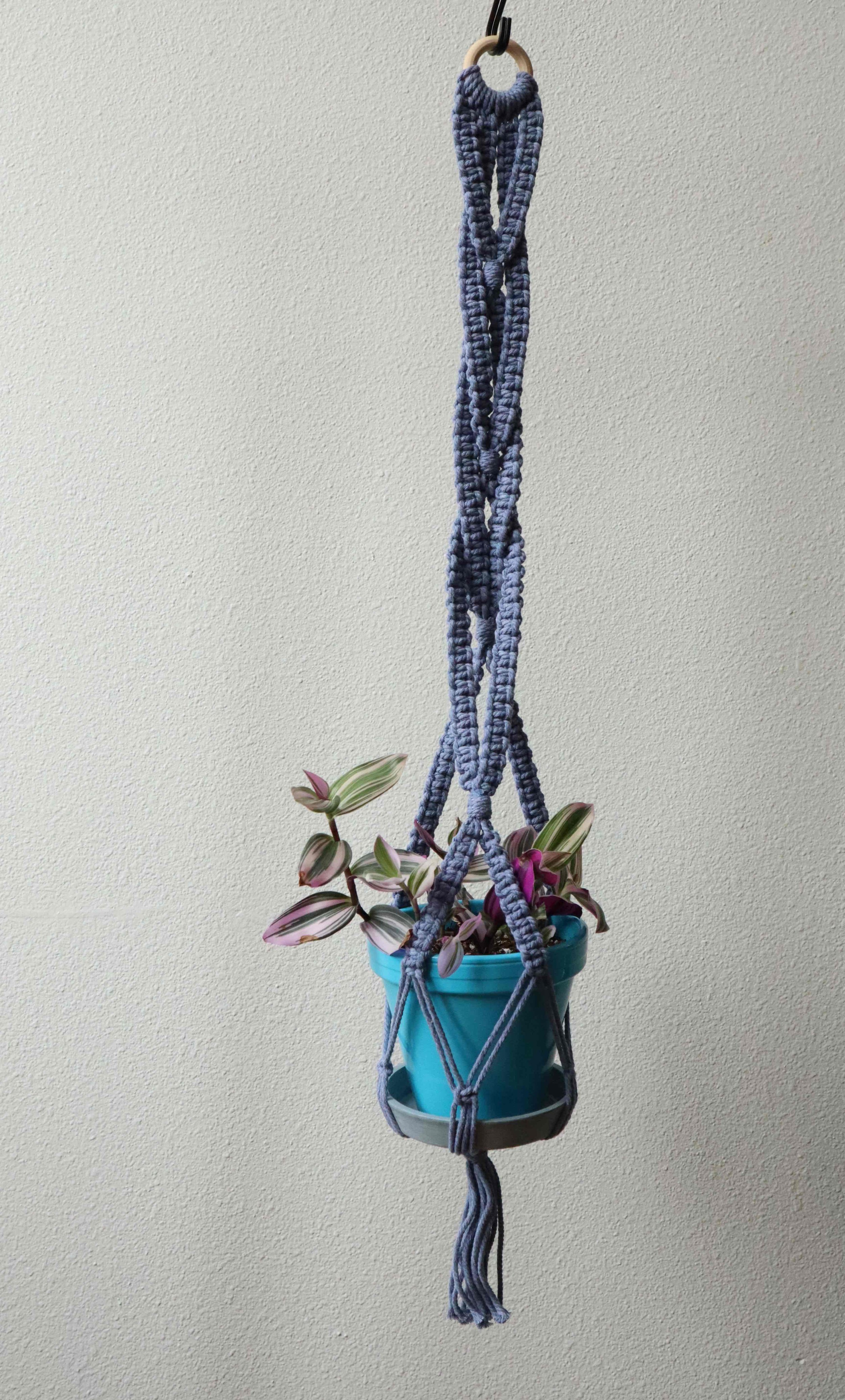 Indigo V Pattern Macrame Plant Holder