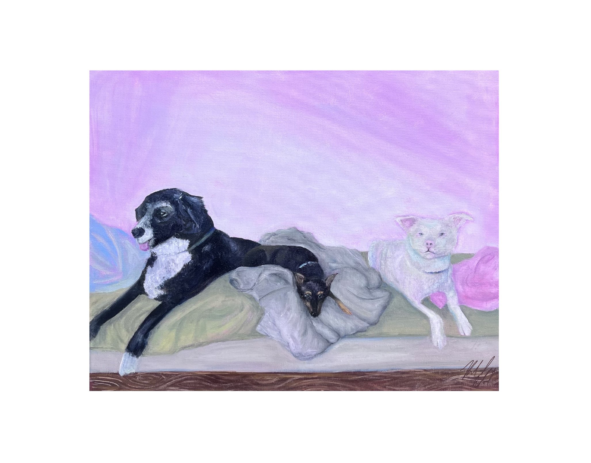 "schu puppies"
16"x20" oil on canvas
created in 2025