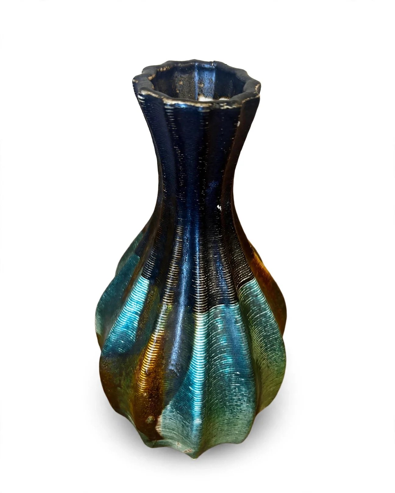 Metallic Fluted Vase