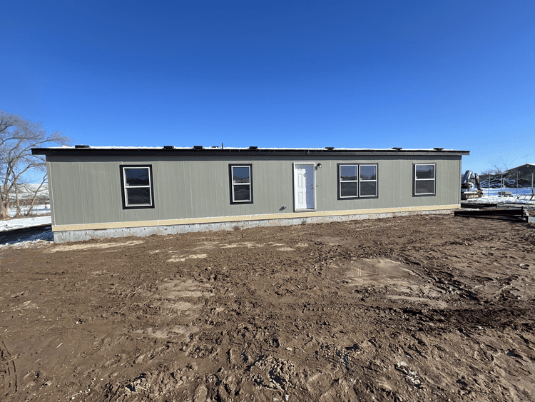 Manufactured home set on a prepared site