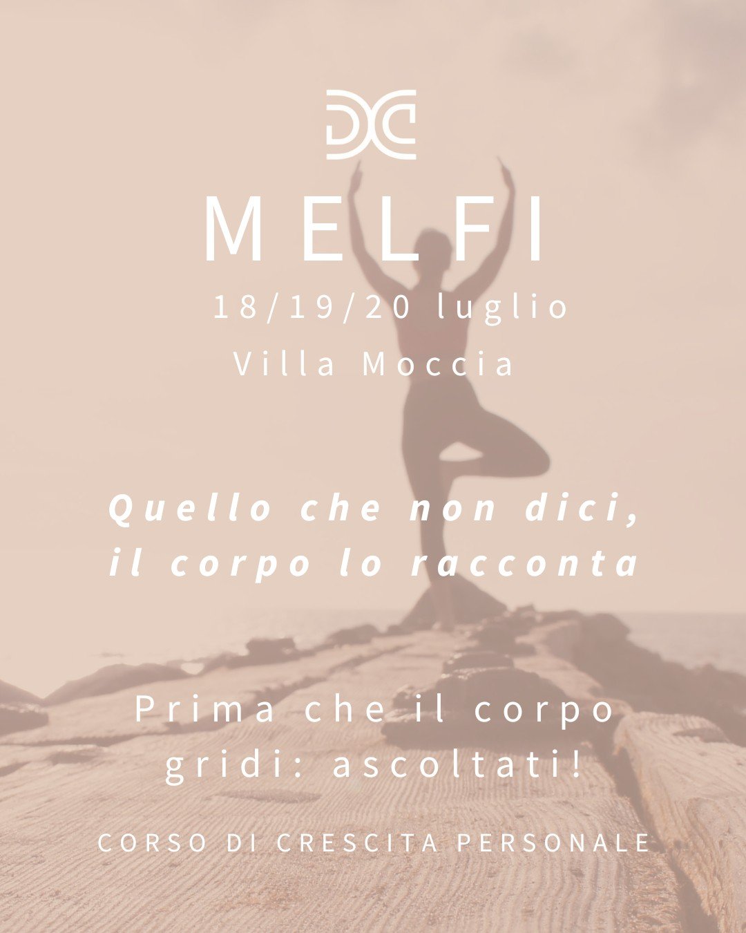 Prima che il corpo gridi: ascoltati! 🌸

📍 Partecipa anche tu al corso di crescita personale che si terr&agrave; a Melfi.
📅 18/19/20 luglio

Scopri tutte le info in questo post e contattaci per bloccare il tuo posto!
Ti aspettiamo ❤

#elisirhairbea