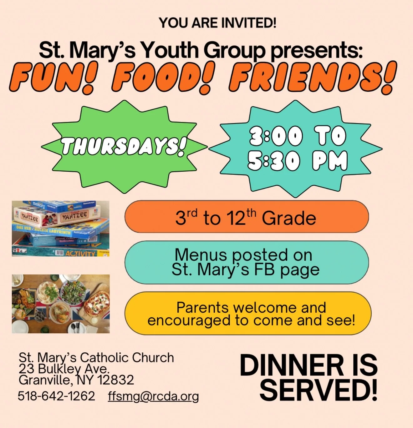 St. Mary's Youth Group: Fun, Food, Friends!