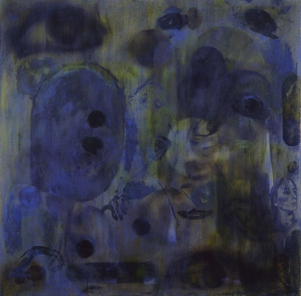 Antedeludian, 1990, oil & spray paint on linen, 50x50"