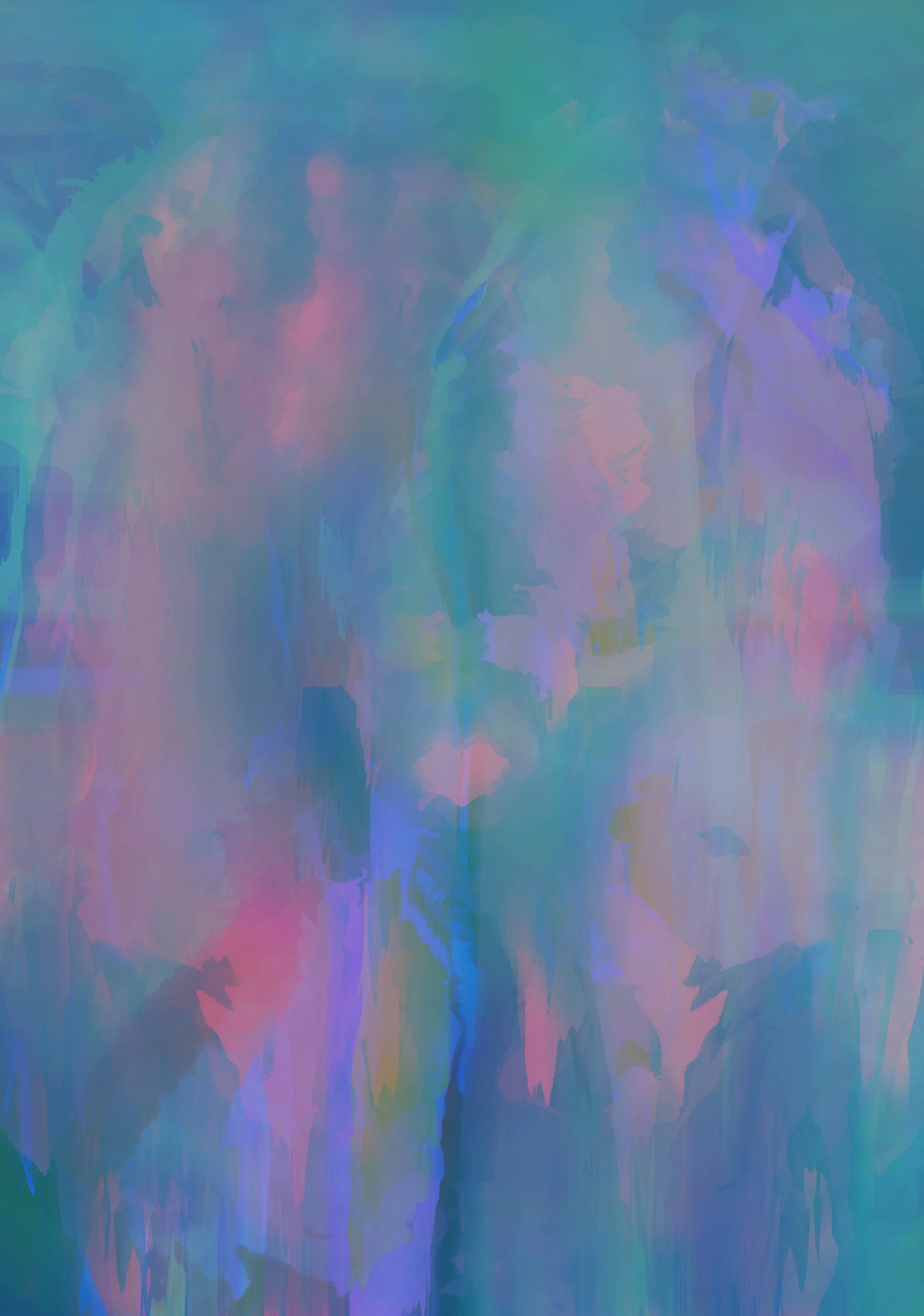 Abstract, iridescent, watercolor-like background with shades of blue, pink, purple, and green.