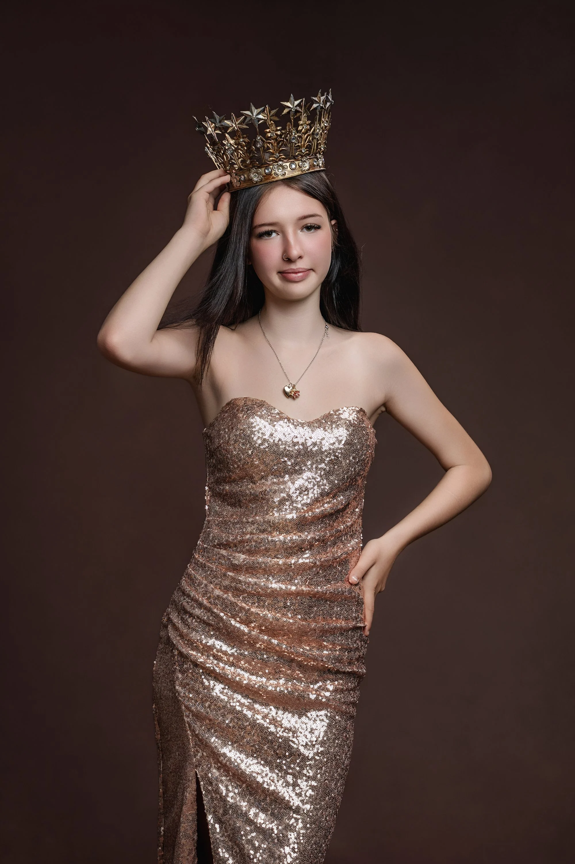 girl in crown photographed at kath evans photography studio talgarth brecon mid wales