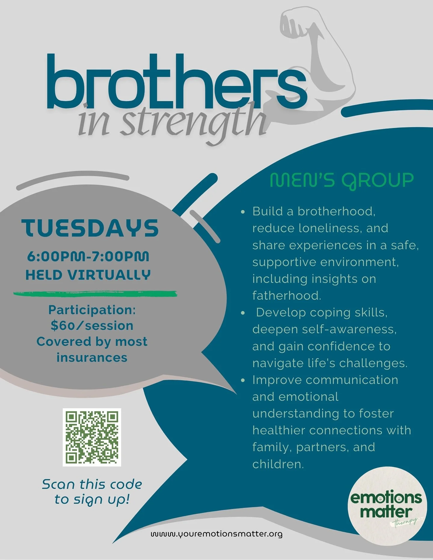 November is Men&rsquo;s Health Month.
It&rsquo;s time to talk, connect, and grow stronger together. 💬

Join Brothers in Strength &mdash; a virtual men&rsquo;s group designed to build brotherhood, reduce loneliness, and foster emotional strength. Whe