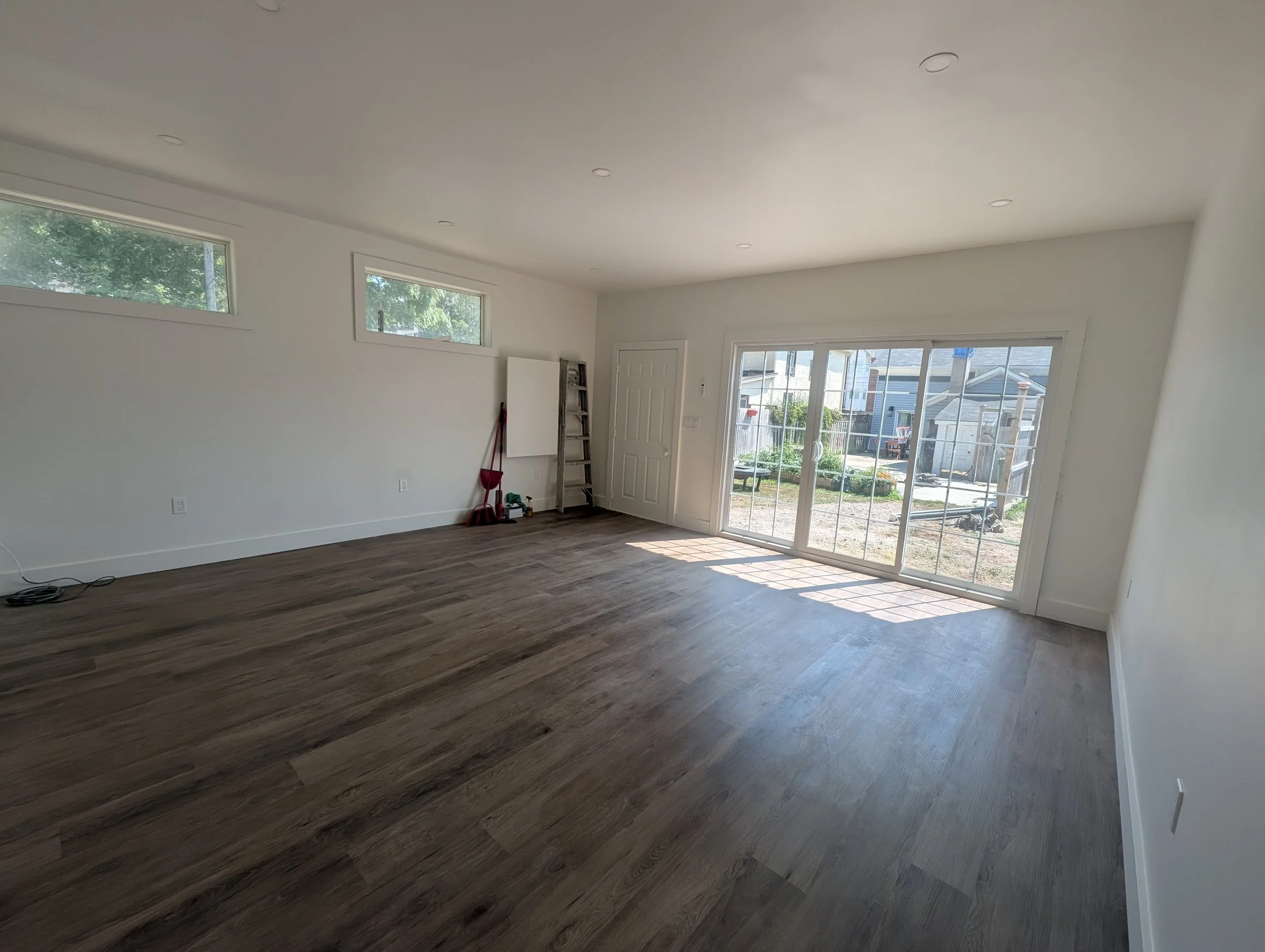 Large garage converted into a climate controlled work-from-home office space