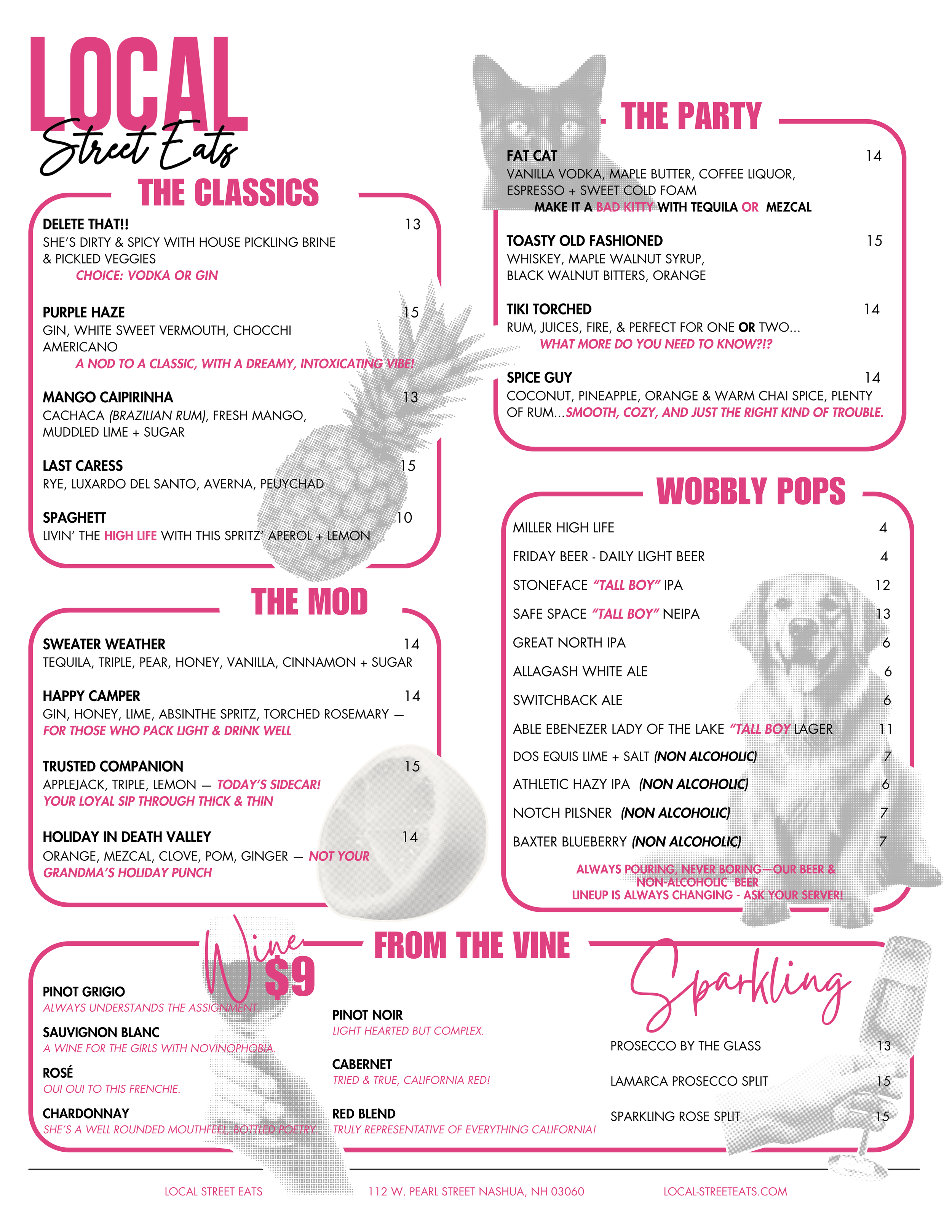 Local Street Eats Nashua NH
Best cocktail bar in Nashua NH
Craft cocktails Nashua
Fun bars in Nashua NH
Drink specials Nashua NH
Happy hour Nashua NH
Nashua nightlife spots
Unique cocktails Nashua
Experience Keywords
Girls night out Nashua
Date night