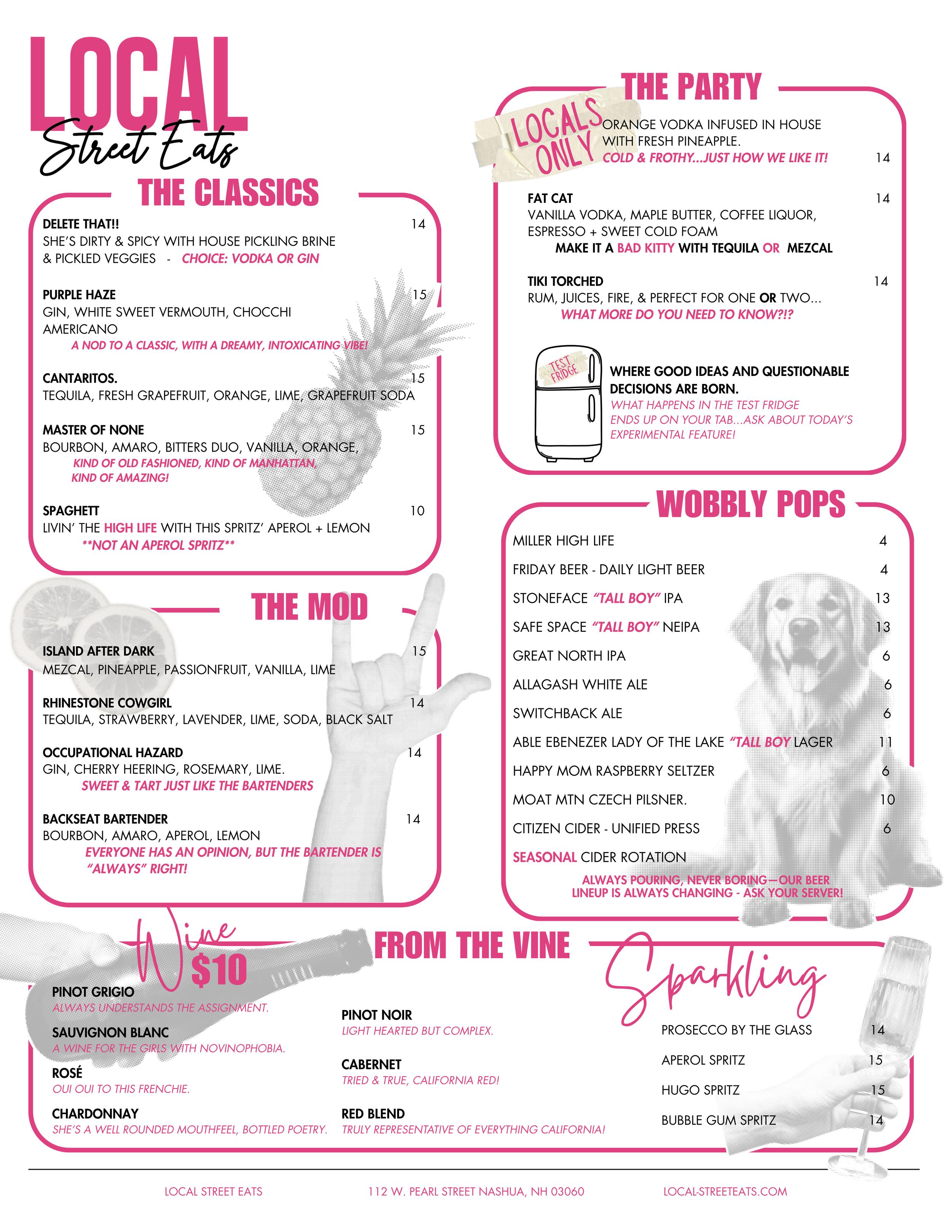 Enjoy craft cocktails, creative mocktails, and upbeat vibes at Local Street Eats — Nashua’s spot for fun drinks and specials.
From handcrafted cocktails to refreshing mocktails, Local Street Eats in Nashua, NH has the best drink specials and nightlif
